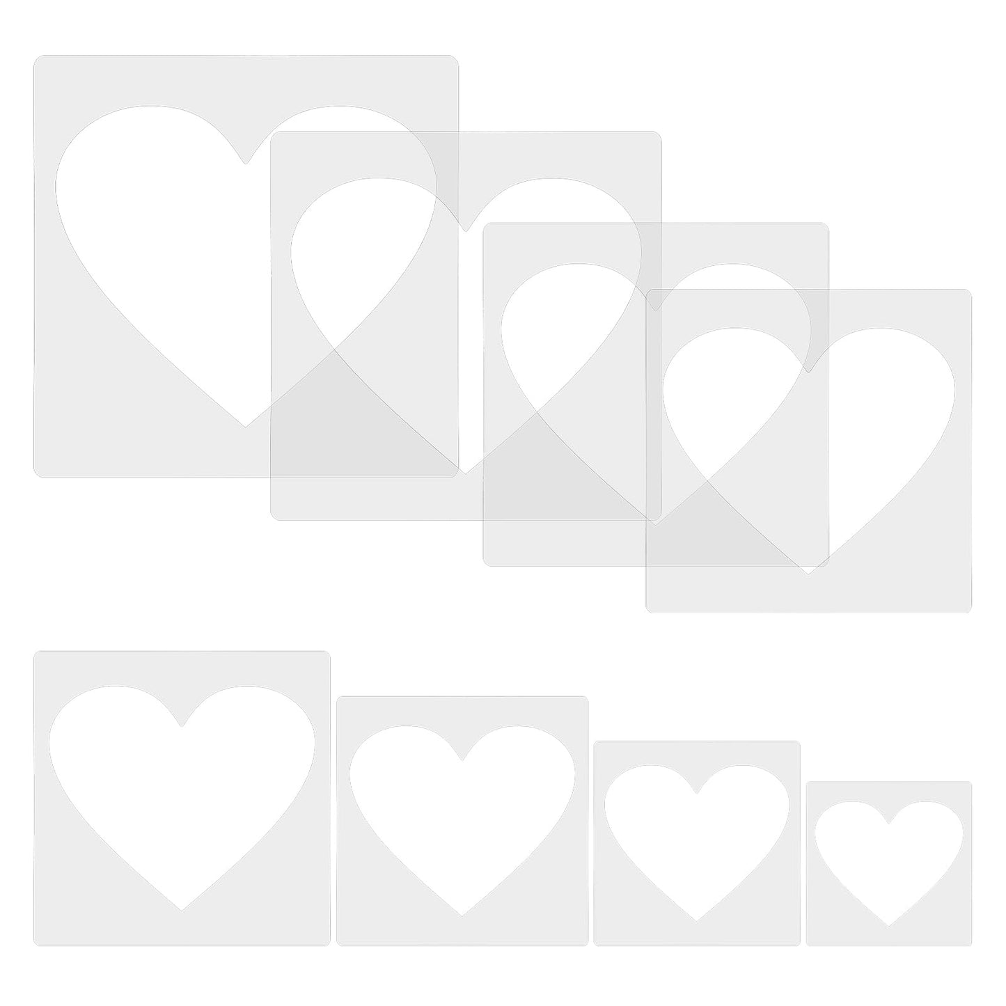 8 Piece Large Heart Shape Stencils for Painting on Wood, Reusable Different Sizes Heart Stencil Spraying on Wall, 5 Point Plastic Heart Templates for Fabric Walls Arts Paper Home Decoration