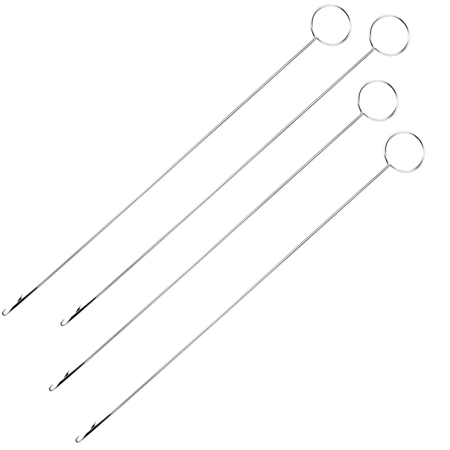 4 PCS Sewing Loop Turner Hook with Latch Loop Turner Tool Needle Hook with Latch Tongue Crochet Tool for Fabric Tube Straps Belts Strips DIY Knitting Sewing Accessories(10.4 Inch)