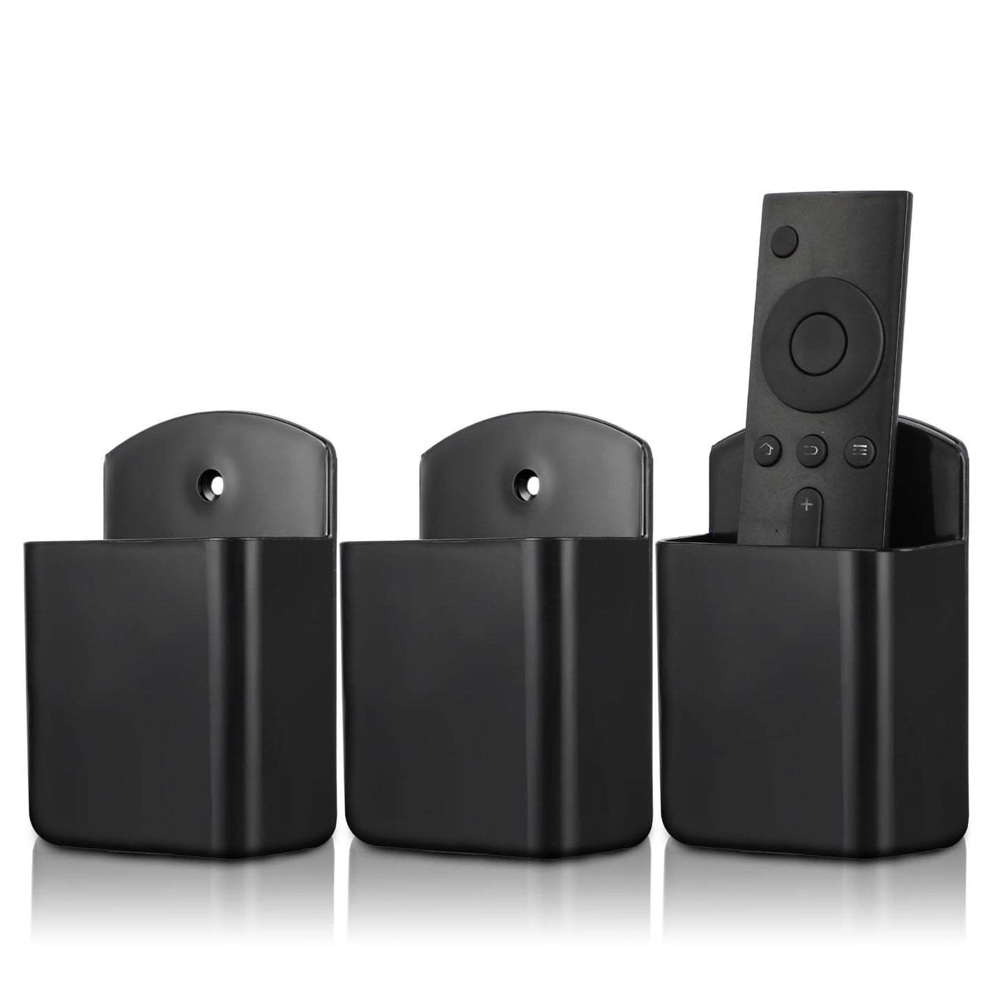 Mabor 3Pcs Remote Control Wall Holder, Wall Mounted TV Remote Holder Black Small Adhesive Organizer Wall Pen Holder Storage Accessories for Bedroom Office School
