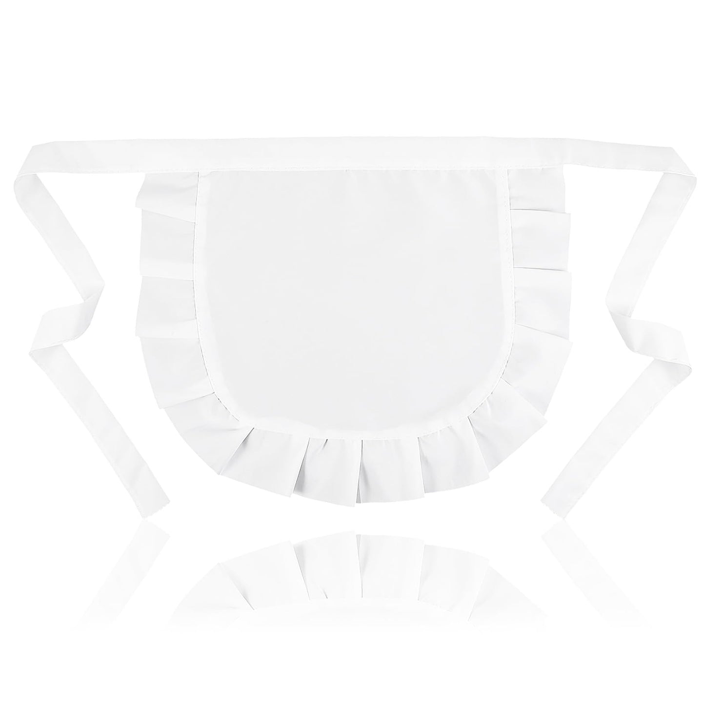 Xinjoduz 1 PCS Half Apron Cosplay Waist Apron White Short Kitchen Cooking Waitress Maid Aprons Retro Kitchen Cleaning Ruffles Half Aprons for Home Party Costume Accessories (14.96"× 11.81")