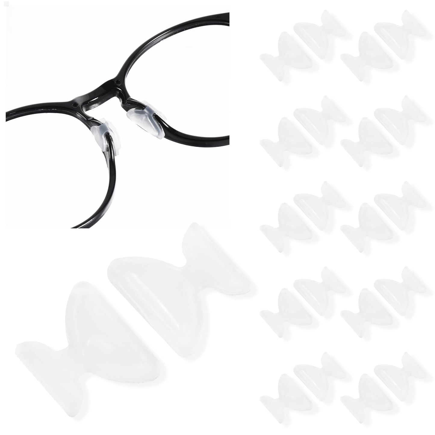 Tyqour 10Pairs Glasses Nose Pads Silicone D Shape Adhesive Glasses Nose Grips Soft Spectacle Nose Pads Non Slip Glasses Pads Nose Anti Slip Nosepads for Glasses Eyeglasses Sunglasses