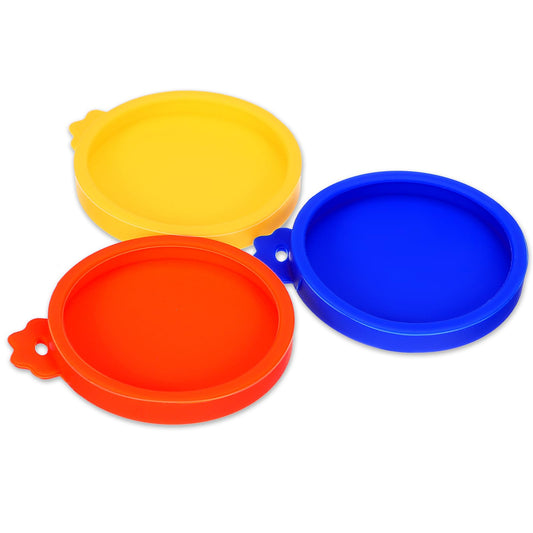 Xinjoduz 3 Pack Pet Food Can Lids Cat Food Cover Multicolor Canned Dog Food Lid Silicone Small Pet Food Can Lids Covers Reusable Can Saver Fit Most Standard Size Canned Cat Dog Food Wet Food