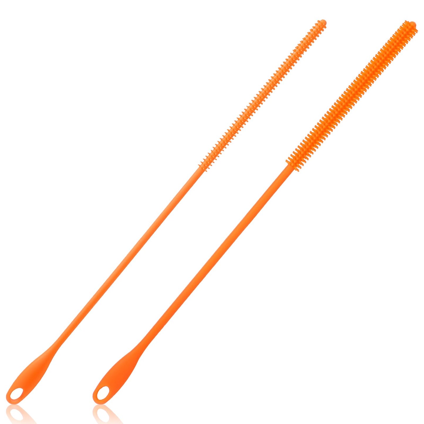 Tyqour 2pcs 6mm+8mm Reusable Water Bottle Straw Cleaner Brush, Silicone Straw Brushes, Long Straw Cleaner Brush for Glass and Metal Straws(Orange)