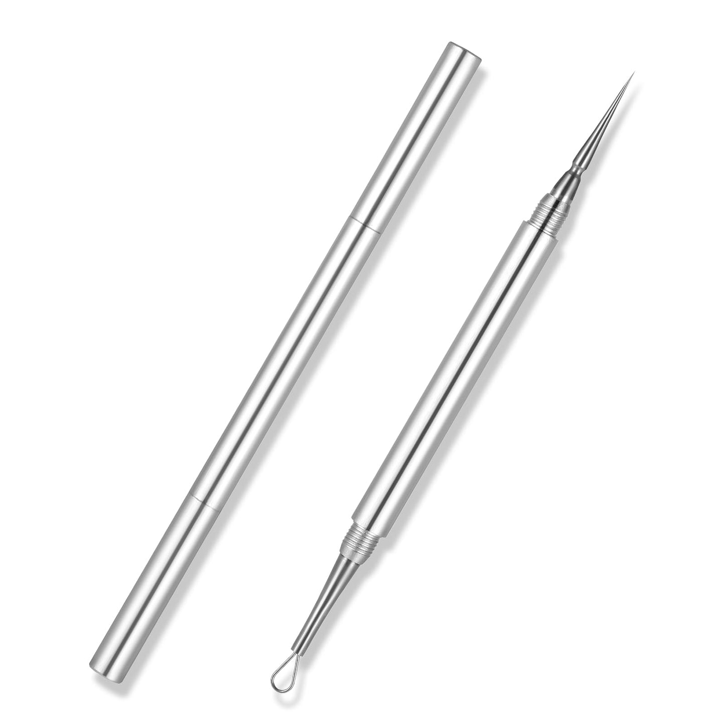 Nogeqi Stainless Steel Comedone Squeezer, Milia Remover, Pimple Remover, Blackhead Remover, Pore Cleaner, Pimple Tool, Needle Remover, Acne Needle for Face Care (Silver)