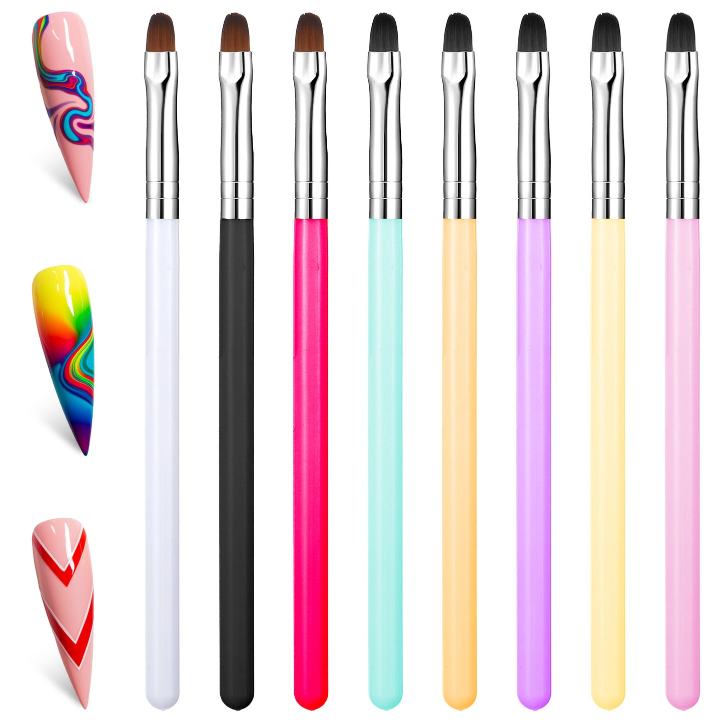 8 Pcs Nail Detail Art Brush Set Wooden for Gel Polish,Ymapinc Gel Nail Brush Tools,Liner Dotting Tools,Builder dotting tools accessories