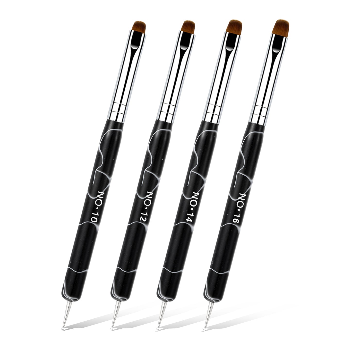 4 Pcs French Nail Brush Set French Tip Brush and 2 Way Dotting Tool for Nails Gel Acrylic Nails Art Design Pen Professional Nail Clean Up Brushes for Salon Manicure Beginners(Black)