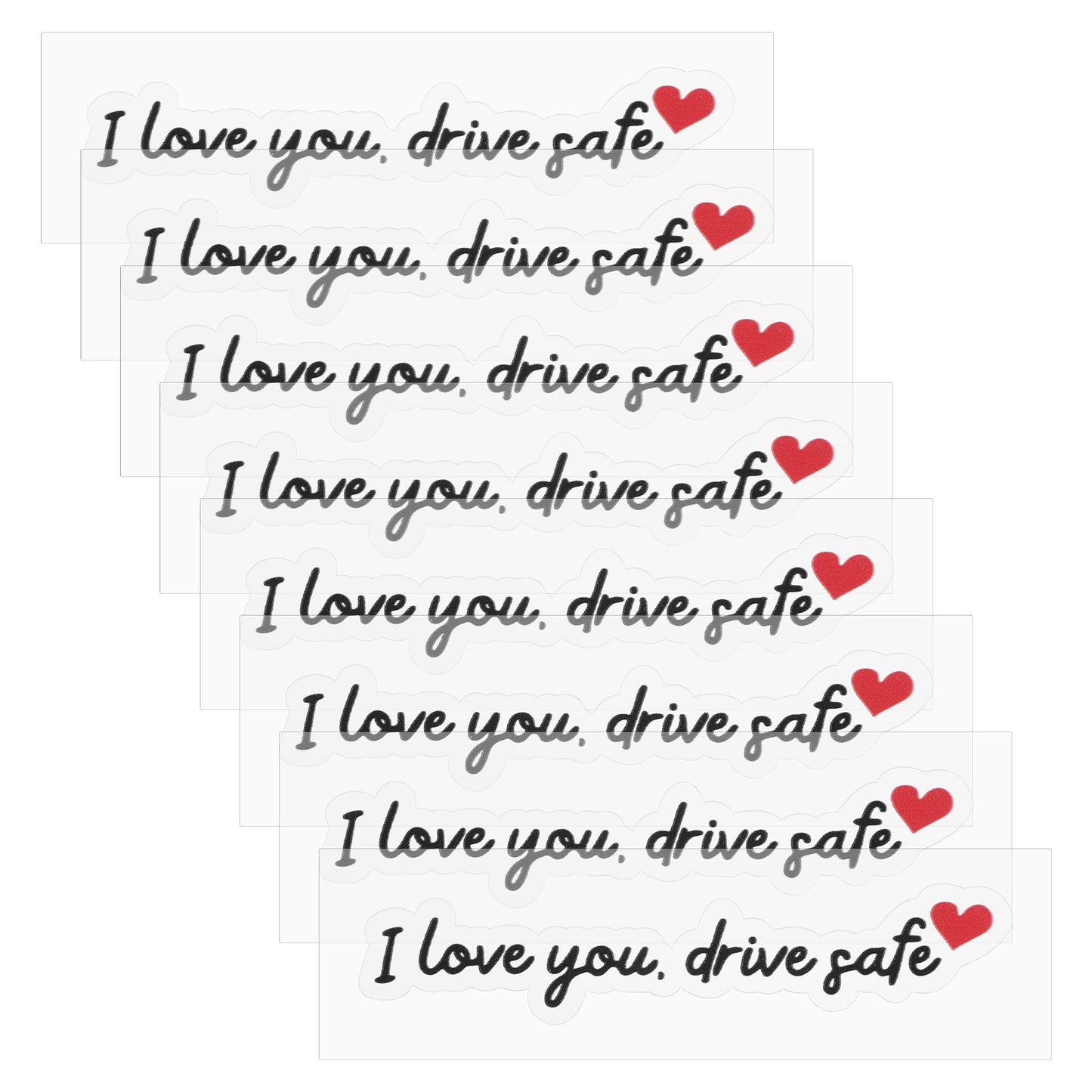 RAHHLIZS 8 PCS I Love You Drive Safe Mirror Sticker, Vinyl Car Decals for Women Cute Rearview Mirror Sticker for Car Window, Rearview, Tumbler, and Water Bottle (Black)