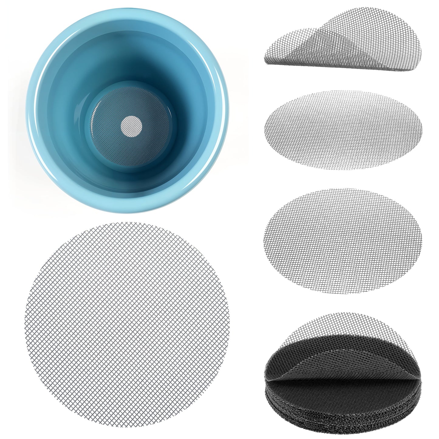 100 PCS Pot Hole Mesh Pad, 4" Rounds Polyester Drainage Mat Plant Pot Drainage Mat for Soil Loss, Anti-Slip, Gardening Gifts for Indoor Outdoor Gardening (Black)