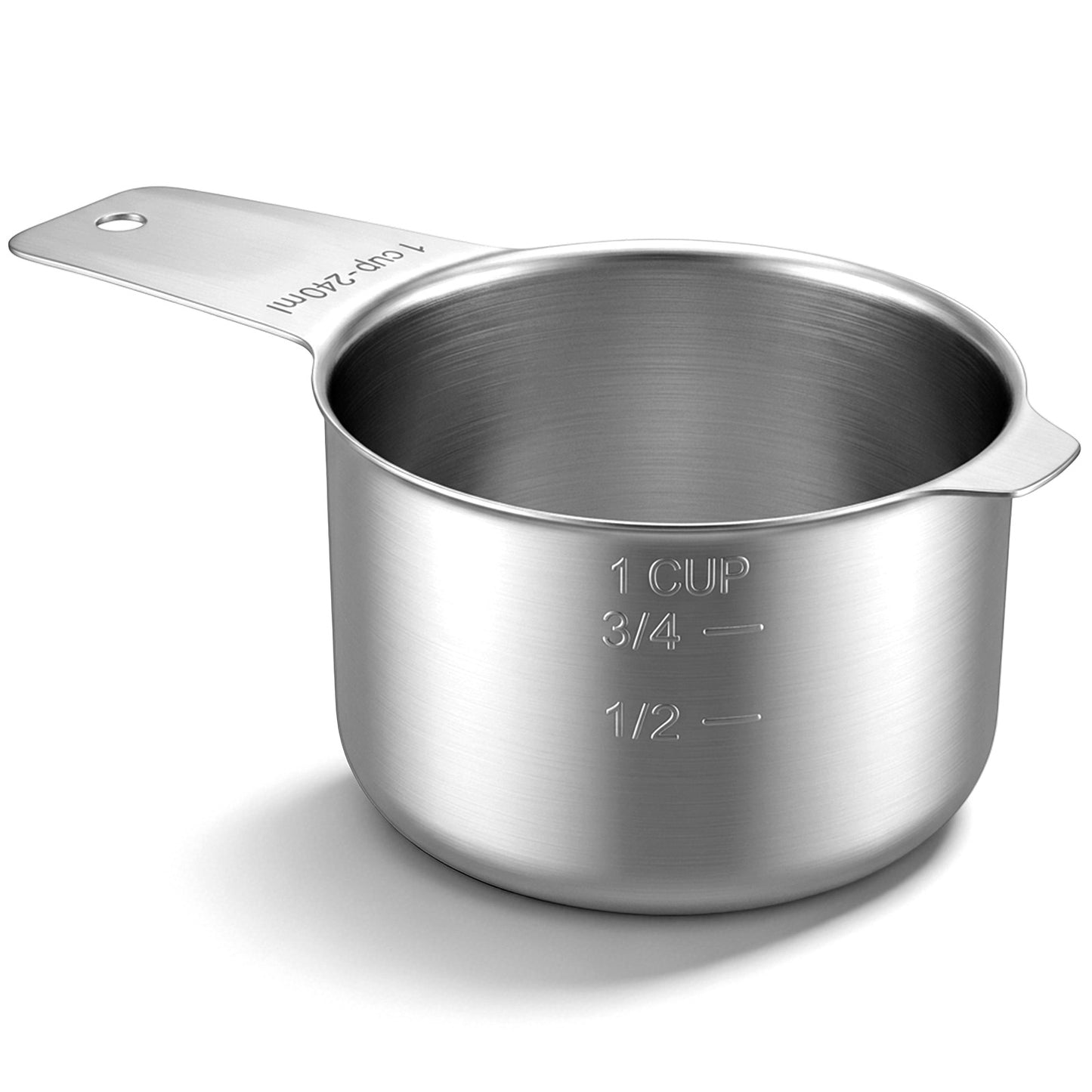 1 Cup 240 ml Stainless Steel Measuring Cups Metal Measure Scoop for Cooking Baking, Laundry Detergent, Wet and Dry Ingredients Measuring Cup for Kitchen Gadgets, Dishwasher Safe