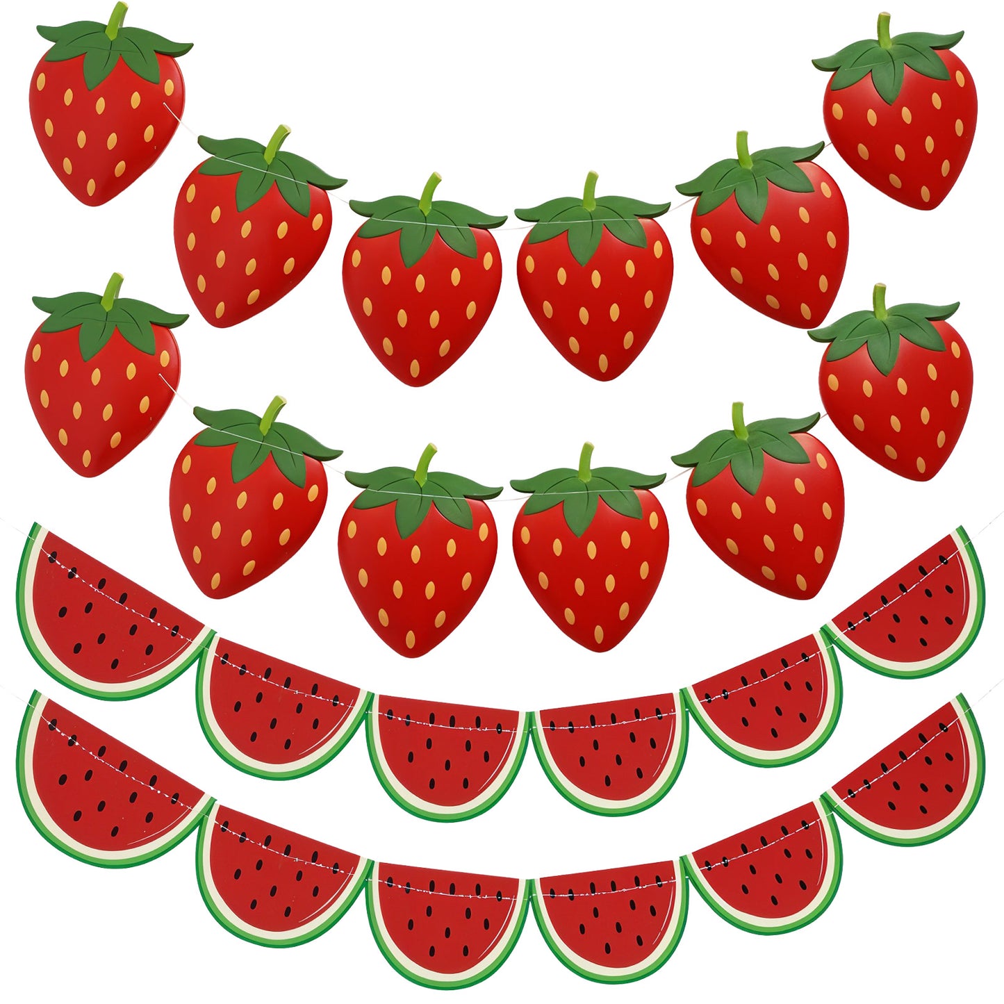 4 Pcs Strawberry Baby Shower Decorations,Berry First Birthday Decor,Strawberry Decorations For Party,Strawberries Watermelon Garland Banner,Hanging Banner Berry Garland For Strawberries Themed Party