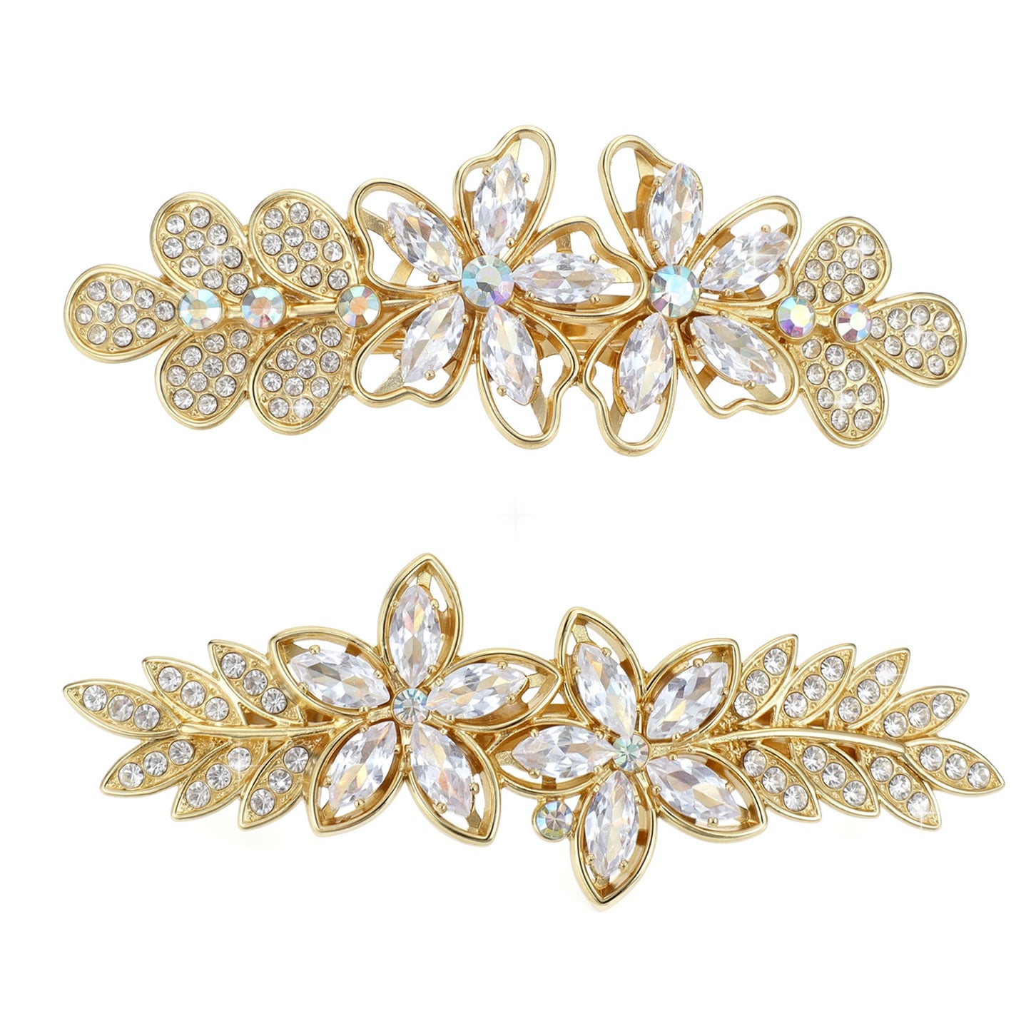 RAHHLIZS 2PCS Gold Clips for Hair, Gold Leaf Flower Hair Barrettes