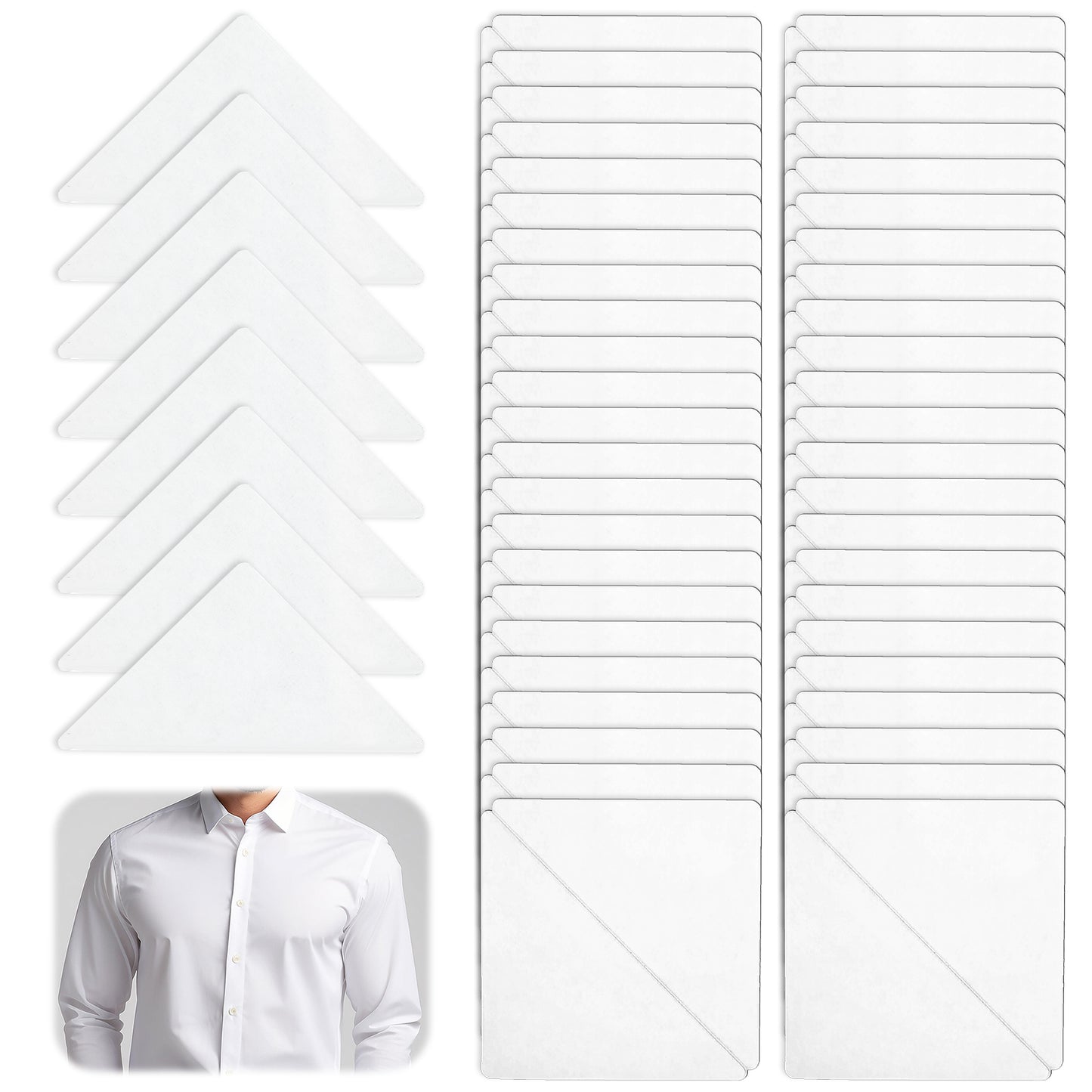 100 Pcs Collar Stays For Polo Shirts No Curl Collar Polo Shirt Collar Stays Anti-Warping Edge Collar Stays Sticker Plastic Collar Stays For Men's Dress Shirts Women's Keep Your Shirt Collar Straight