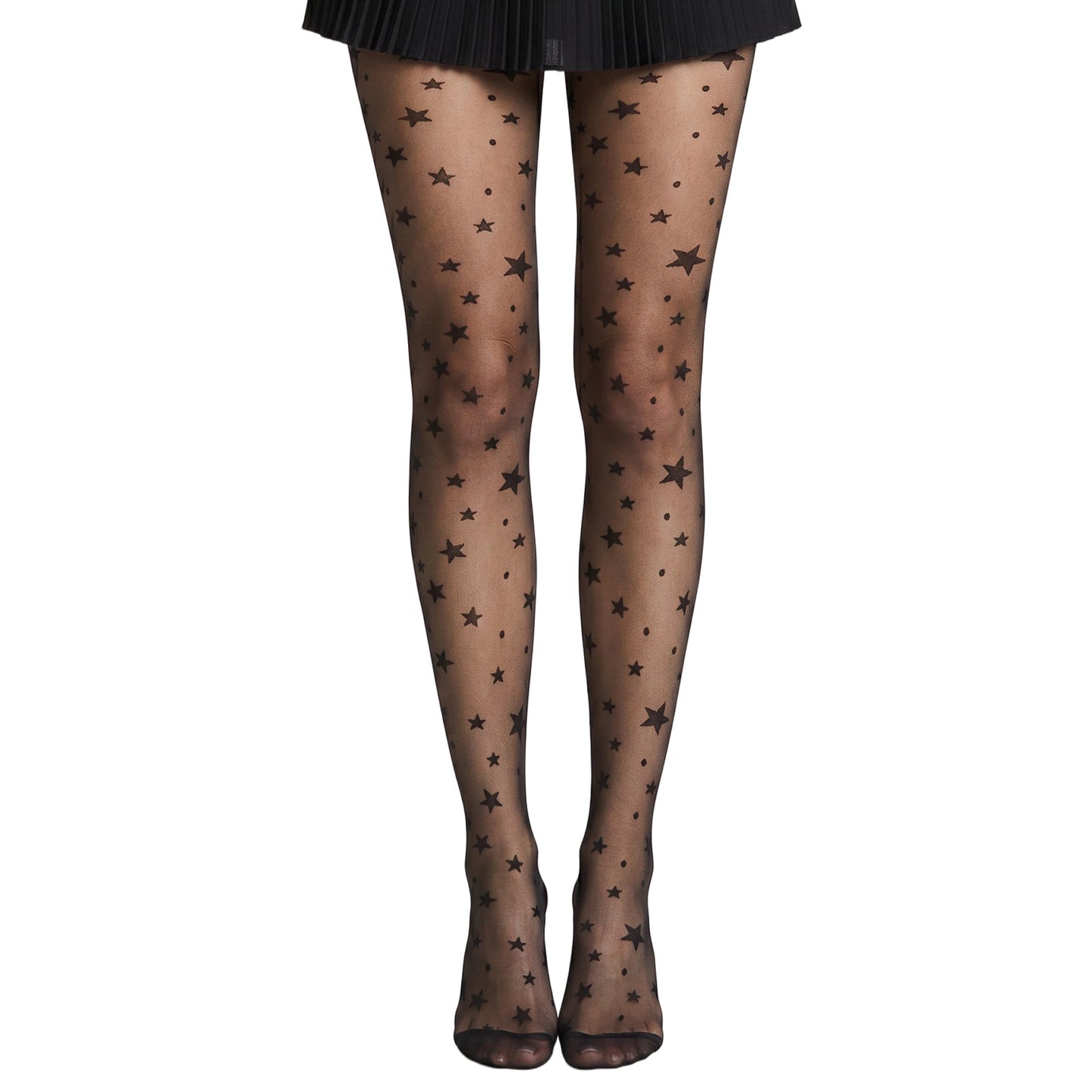 RAHHLIZS Black Star Tights for Women, Transparent Black Patterned Tights with Star Designs Smooth Nylon Stocking Durable Resistant to Snagging Pantyhose for Girls Women, Parties & Dresses