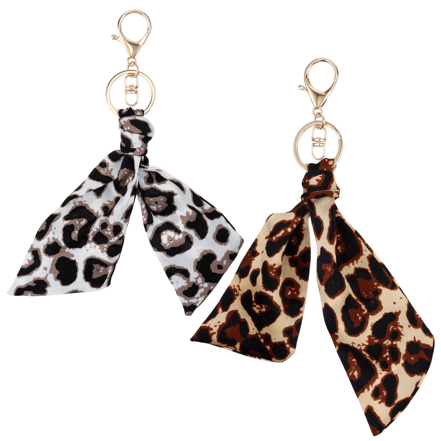 Bremorou 2pcs Cute Leopard Bow Keychain, Leopard Print Car Accessories, Leopards Bow Keychain Purse Bag Charms, Bag Charm for Handbags & Tote Bags, Purse Charm for Women, Purses Accessories