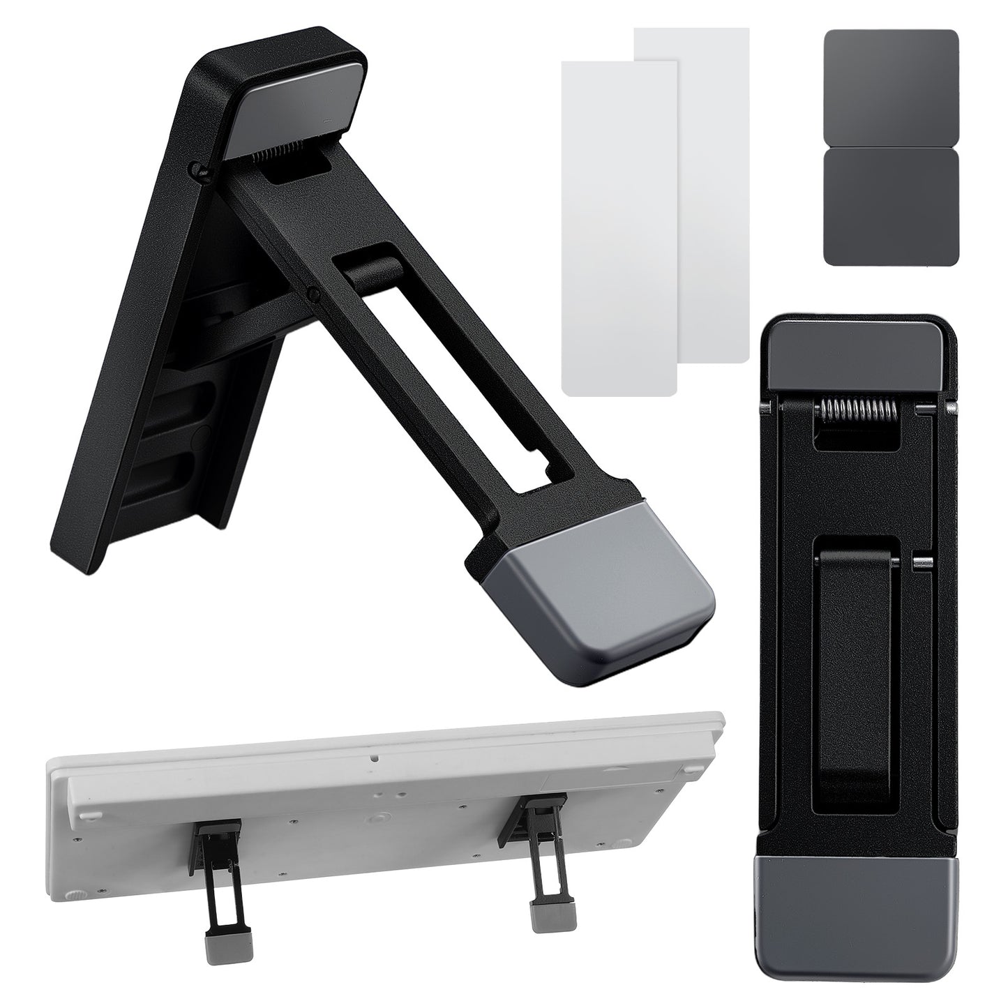 Sorcristy 2PCS Foldable Keyboard Riser Stand for Desk, Mini Portable Laptop Feet Laptop Stand with Anti-Slip Pads Three Tilt Angle for Most Keyboards Office Accessories(Black)
