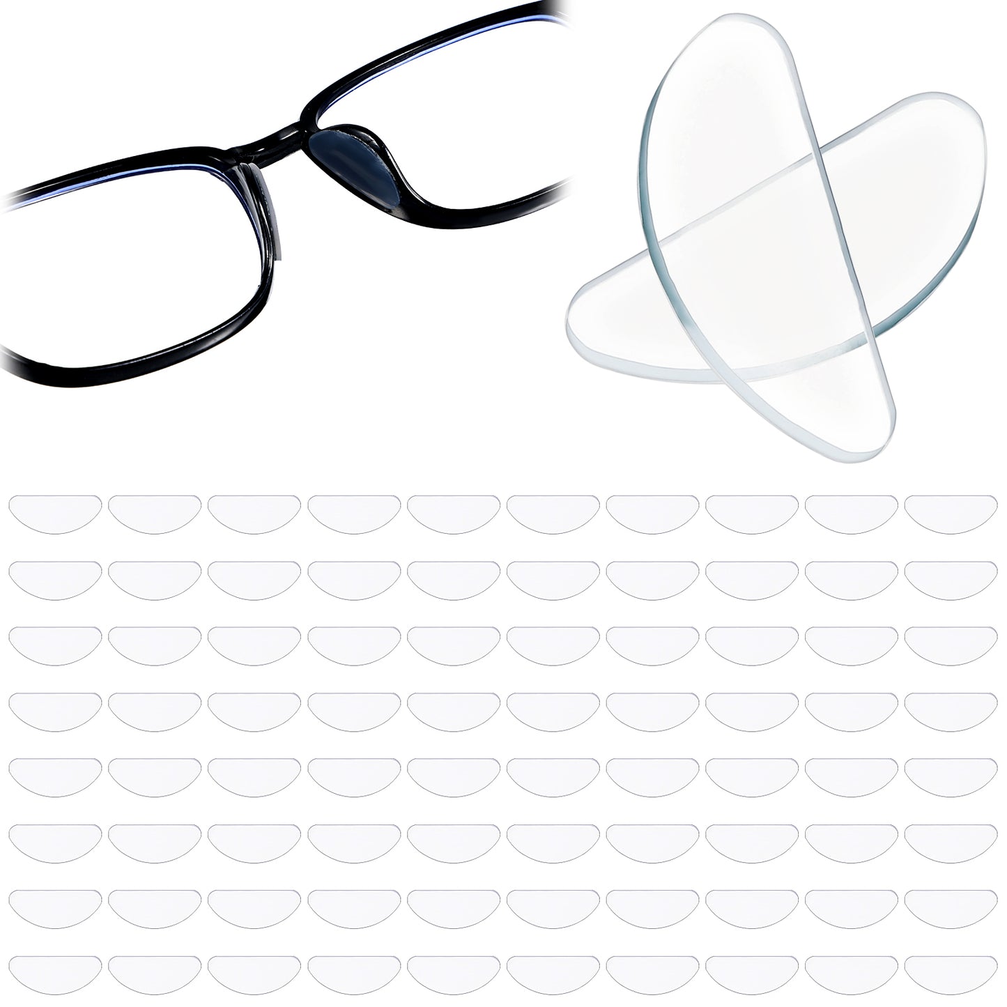 RAHHLIZS 40 Pairs Eyeglass Nose Pads Anti Slip, Adhesive Silicone Nose Pads for Eyeglasses, with Soft Sticky Backing Noses Cushions for Glasses,Sunglasses (Transparent,Clear)