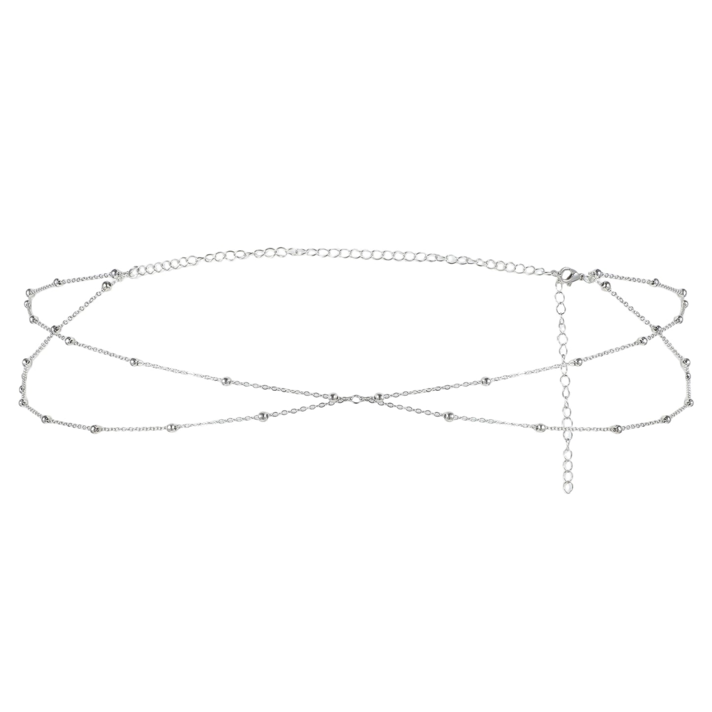 RAHHLIZS Thinp Silver Waist Chain, Double Layer Belly Chain with Satellite Beads Adjustable Waist Chains for Women Waterproof Belly Necklace for Summer Beach Jewelry Gifts for Women