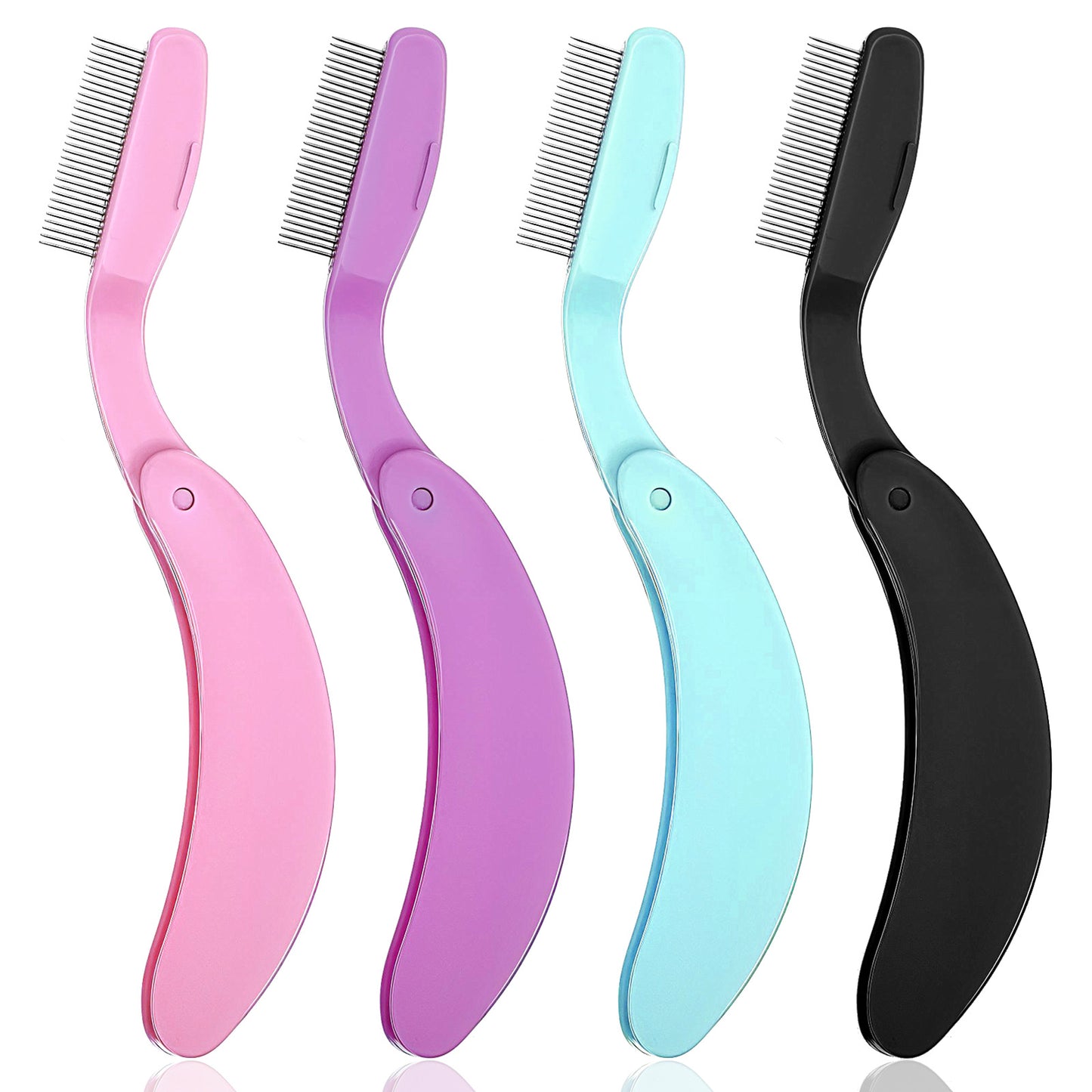 4PCS Foldable Eyelash Comb, Eyelash Separator Tool, Eyebrow Brush and Comb for Clump-Free Mascara, Lash Separator Tool for Defined Lashes & Precise Brow Shaping