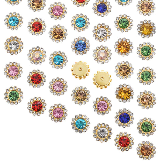 Ymapinc 100 Pcs Sew on Rhinestones for Clothes, Beads Jewels for Crafts Bedazzling Gems Stones Embellishments Crystals Glass - 12mm with Metal Base Diamonds for Shoes Earrings Belts Crafts