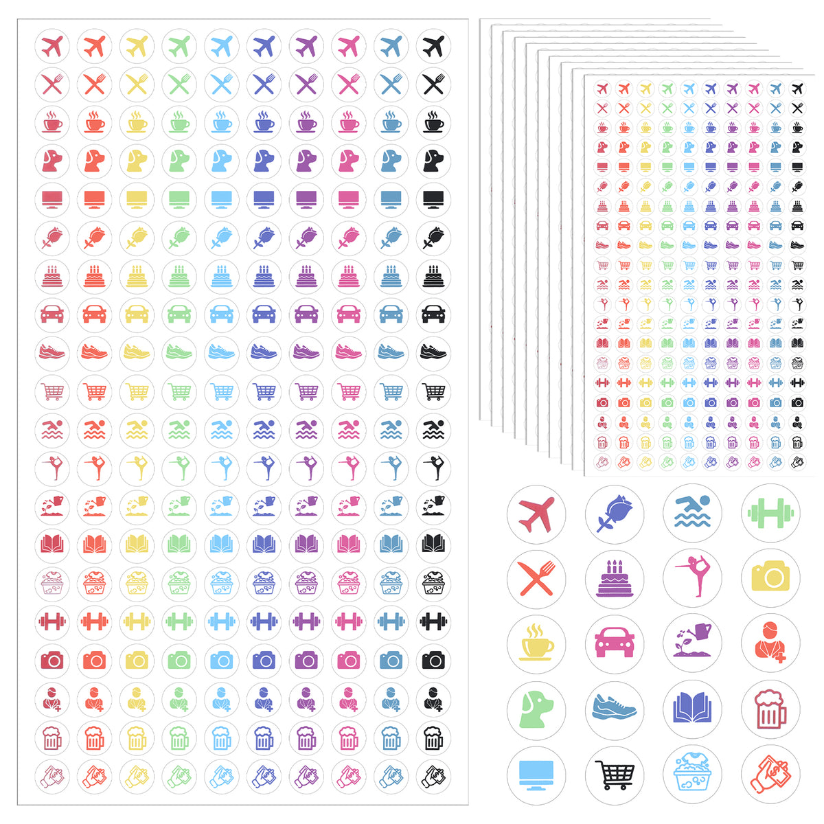 Quvvarly Stickers for Planners 10 Sheets 2000 Pcs Colorful