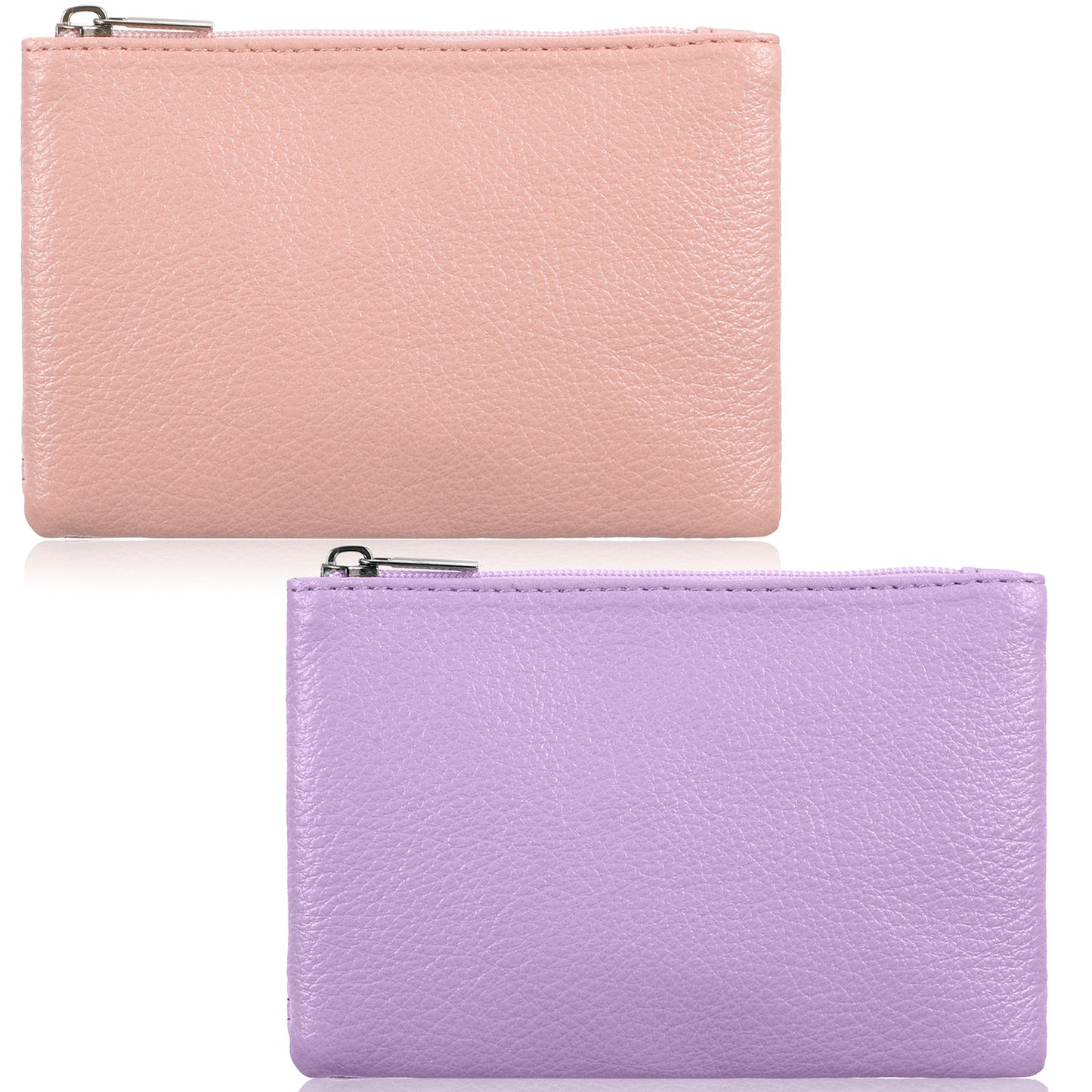 2Pcs Small Zipper Pouch, Portable Coin Purse, Mini Coin Pouch with Zipper for Men and Women, Small Pouches Change Holder for Credit Card, ID, Key, Lipstick(Pink, Purple)