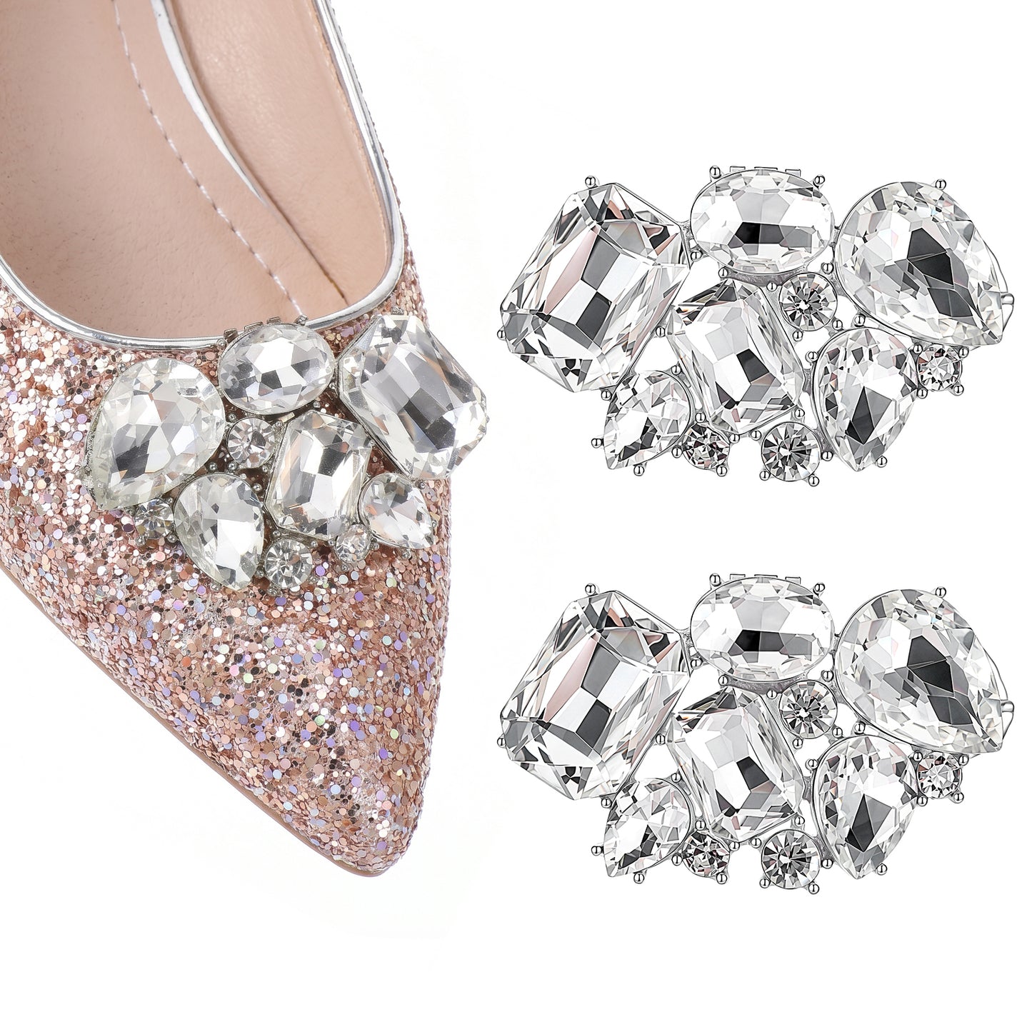 Sorcristy 2pcs Shoe Clips for Women Dress Shoes Rhinestone Shoes Clip