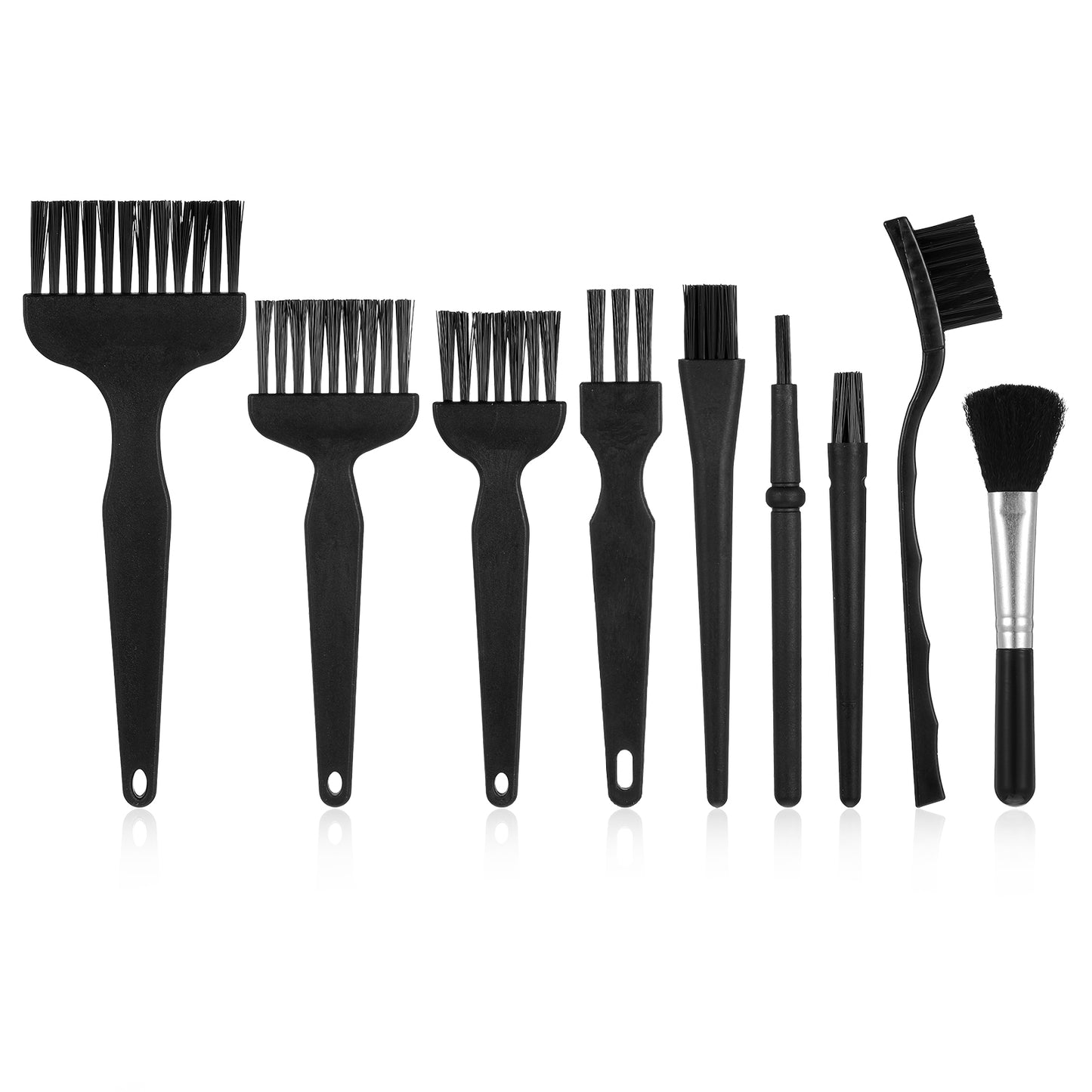 Keyboard Brush 9 PCS Mini Keyboard Cleaning Kit, Pp Handle Nylon Electronic Computer Cleaner Brushes Tools Anti Static for Electronics Keyboards Motherboard Camera Small Space(Black)