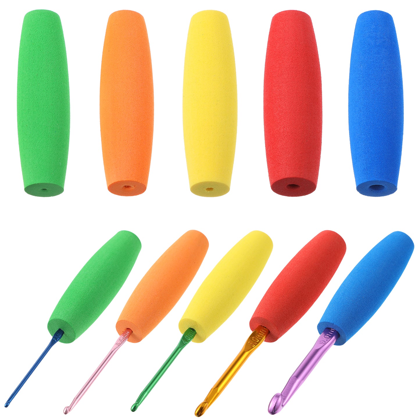 5Pcs Crochet Hook Grips Ergonomic Crochet Hook Grip Soft Removable Crochet Hook Cushions Fits Handle Attachment Hooks Crochet Hook Handle Attachment Crochet Accessories For Comfort And Arthritic Hands
