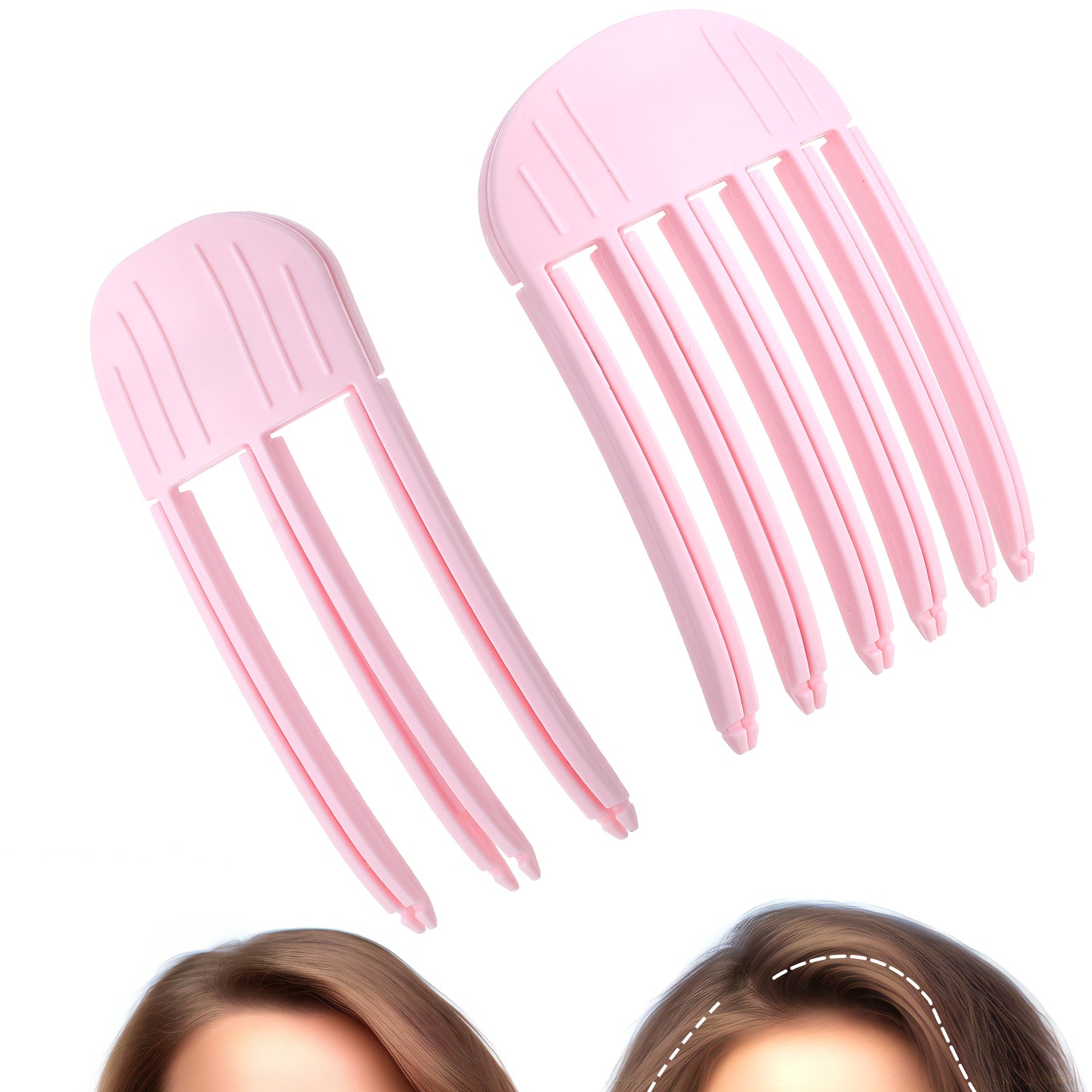 Ymapinc 2Pcs Styling Comb Hair Volume Clip for Volumizing, Hair Clips Bang Clips for Women Hairline Shaping Root Lifter Roller Tool for Hair Root Lift Heatless Curls - Pink