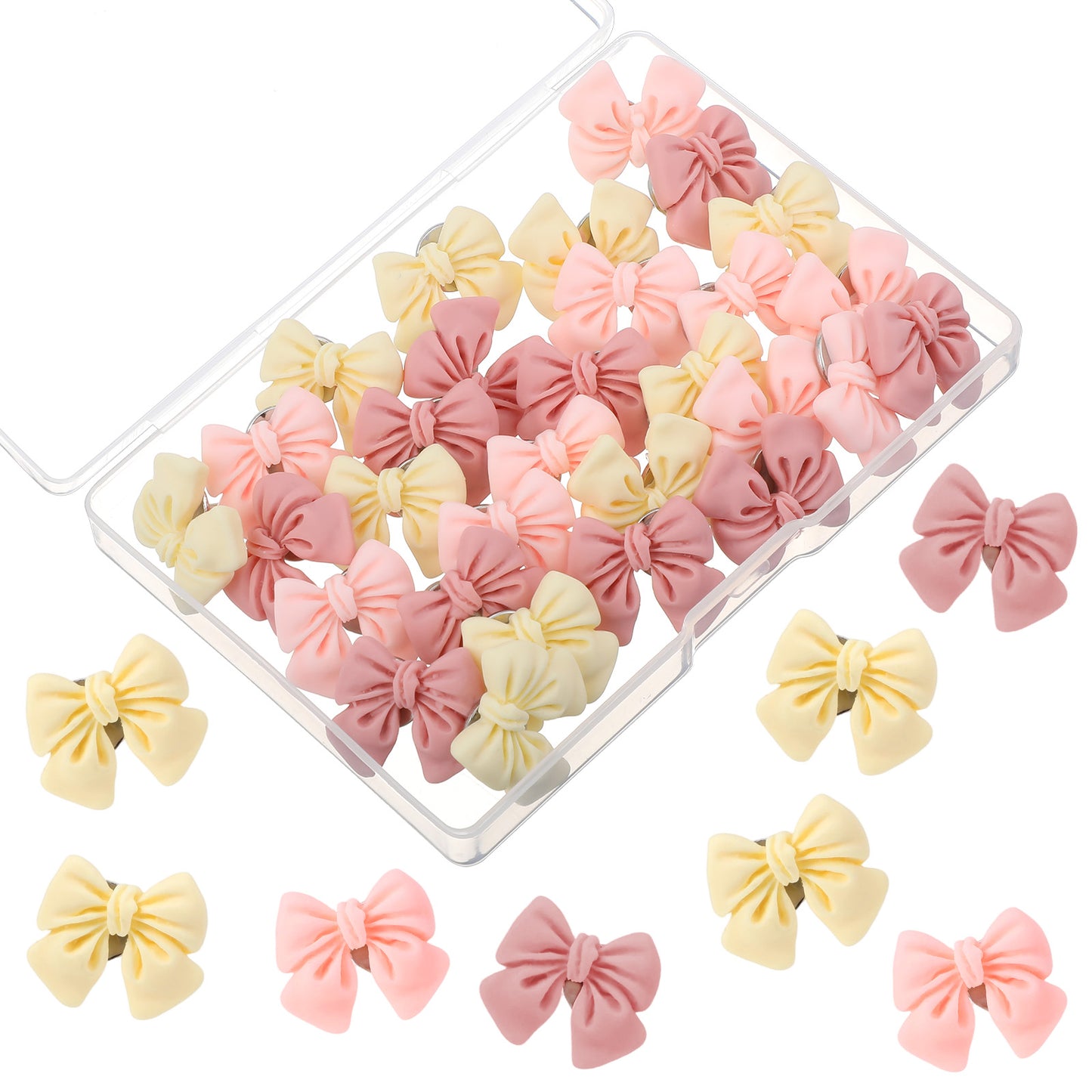 30pcs Decorative Bow Push Pins - Cute Pink Thumb Tacks for Wall, Cork Board Pins, Cute Pink Push Pins & Tacks for Home, School, Office, Bulletin Board Decorations