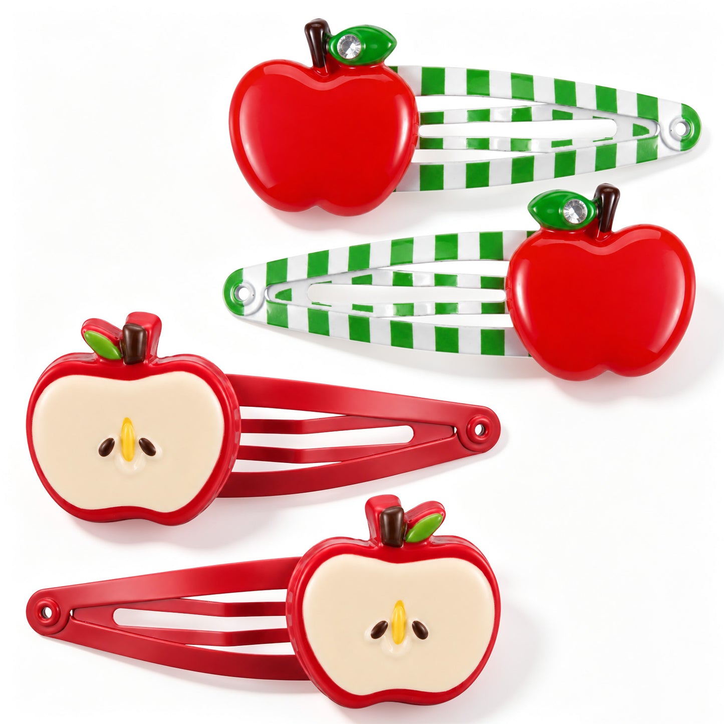 Mabor 4Pcs Apple Hair Clips, Fruit Snap Hair Clips
