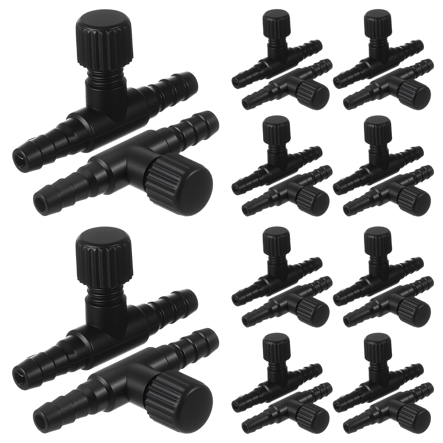 20 Pcs Aquarium Air Control Valves for 3/16" ID Airline Tubing Single Way Single Way Plastic Air Flow Control Regulator Aquarium Regulators Black Hose Connectors Airs Pump Accessories for Fish Tanks
