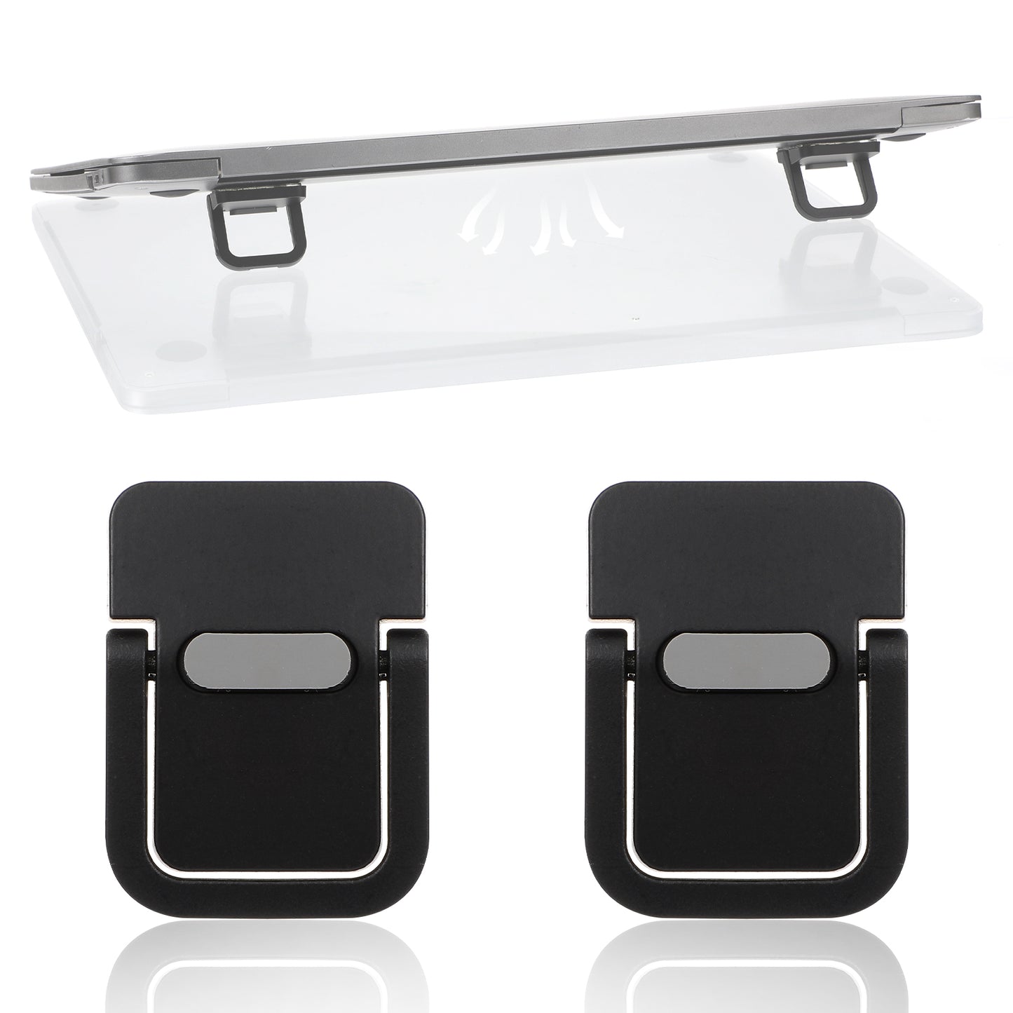 Mabor 2Pcs Portable Keyboard Riser, Self-Adhesive Mini Laptop Stand Invisible Computer Keyboard Lift Stand for Desk (Black)