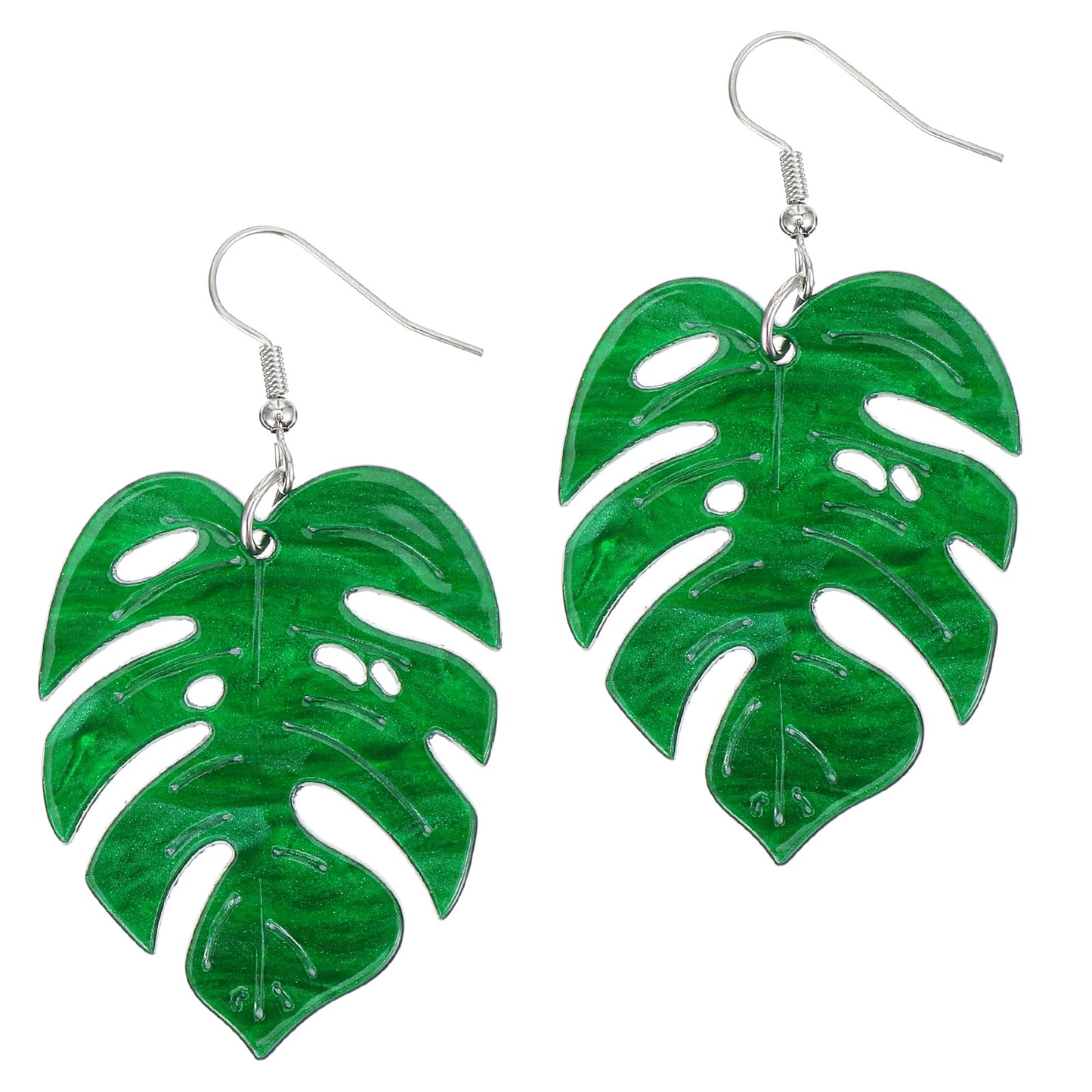 Green Palm Leaf Earrings Monstera Leaf Drop Dangle Plant Earring Fashion Palm Jewelry for Women Lightweight Tropical Summer Holiday Beach Festvial Halloween Jewelry Nature Lover