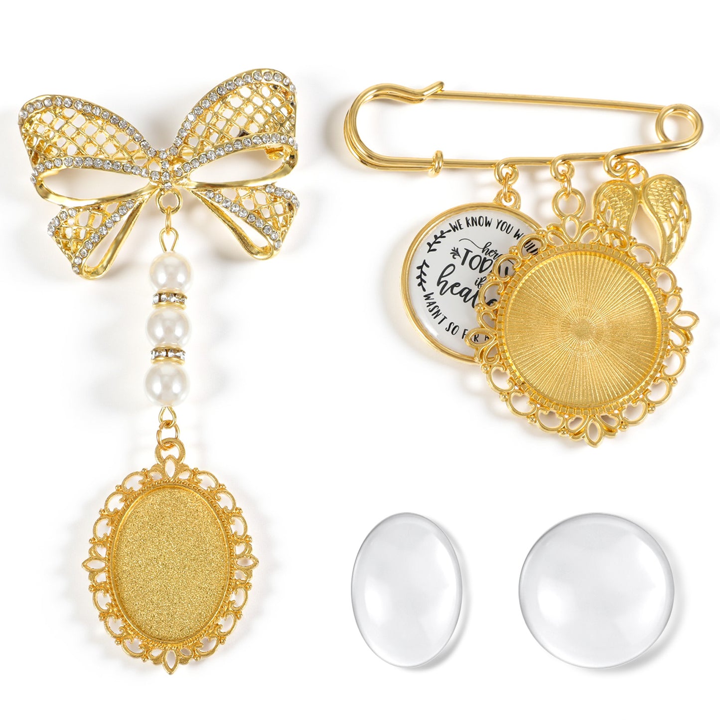 Xindojuz 2 Pack Wedding Bouquet Photo Charms Kit Gold Bridal Bouquet Charm