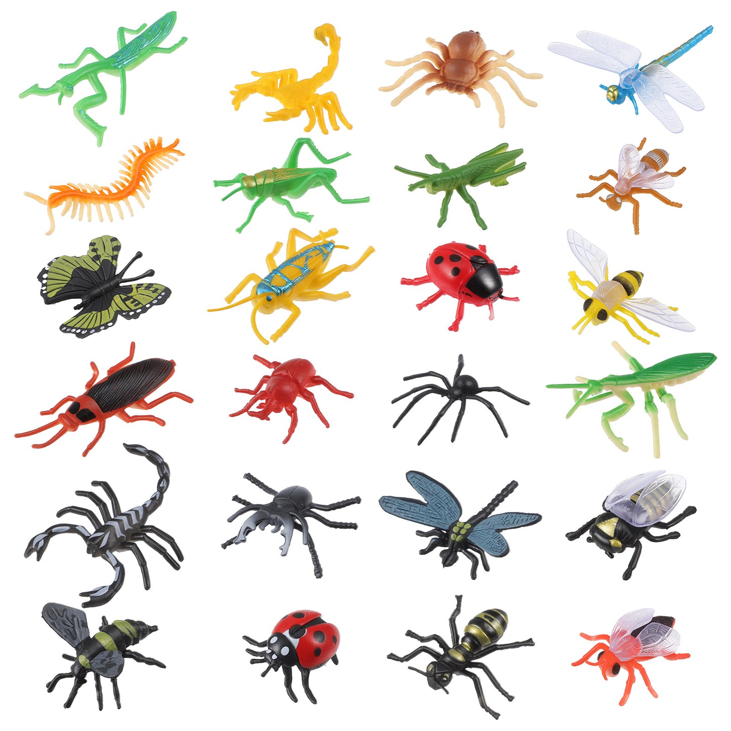 RAHHLIZS 24Pcs Fake Bugs Realistic Bug Toys Fake Insects Plastic Insects for Education Themed Insect Party Halloween Party April Fools' Day Decorations