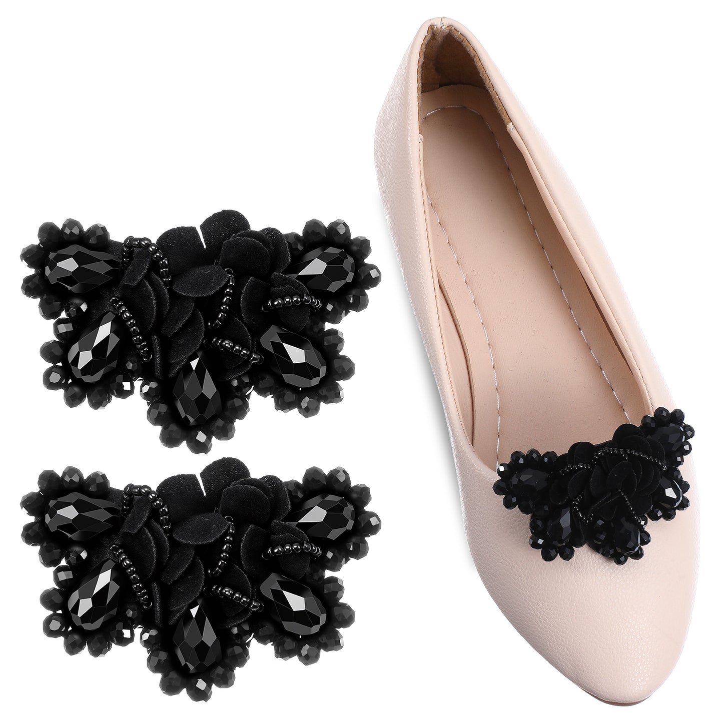 RAHHLIZS 2Pcs Black Bow Shoe Clips for Women Detachable Decorative Shoe Clips for Dress Shoes Heels Flats Shoes Bow for Pumps Wedding Decoration Accessories