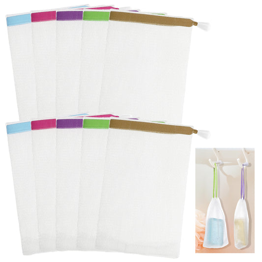 Ymapinc 15 Pcs Bar Soap Scrubber Pouch, Exfoliating Shampoo Bar Savers Bag Loofah Pouch Sleeves with Drawstring for Bath and Shower