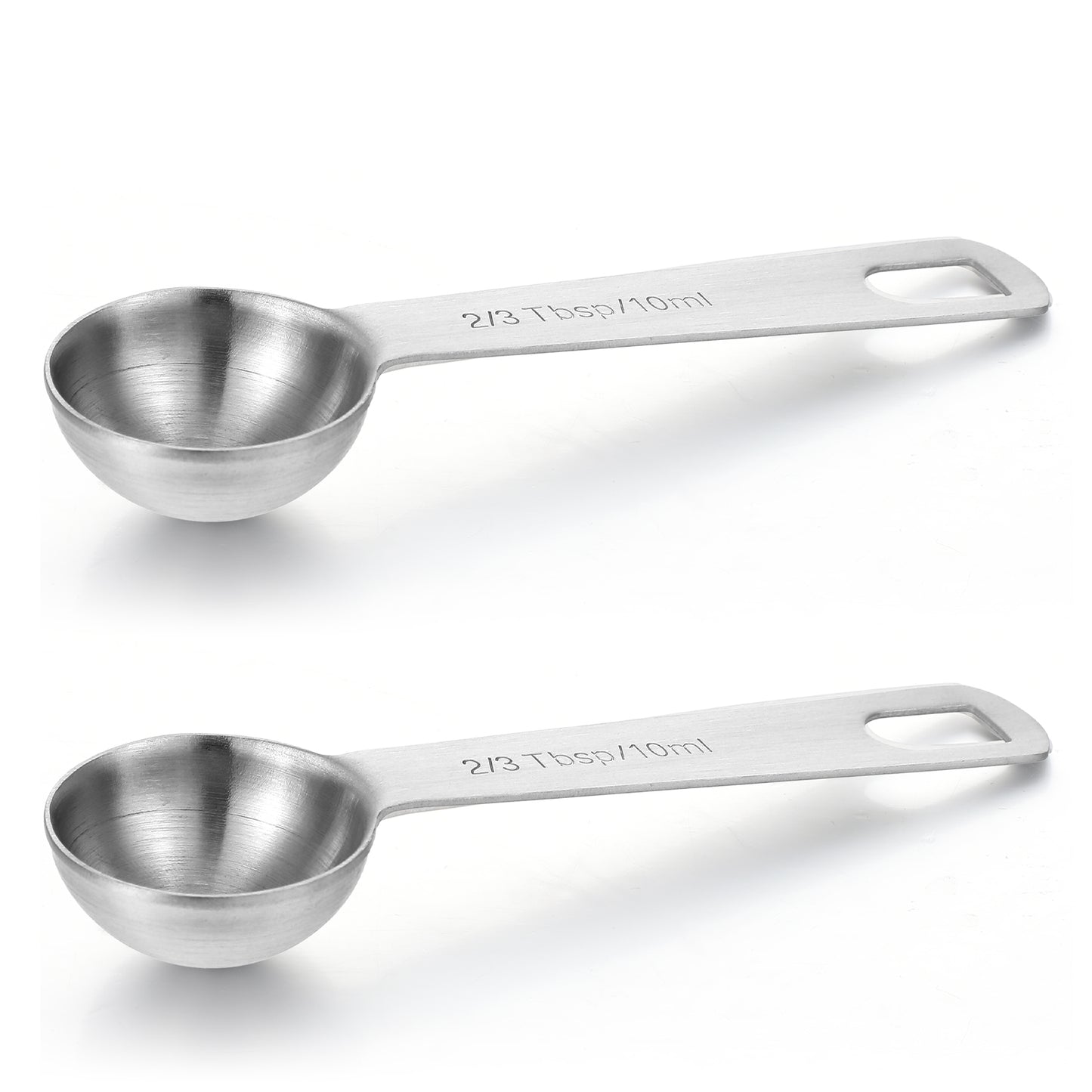 2PCS Metal 2 Tablespoon Measuring Spoon 10 Ml (2/3 Tablespoon, 10 Cc, 1/3 Oz) with Long Handle Single Teaspoon Scoop Stainless Steel for Coffee Loose Tea Protein Spices Powders and Other Dry Goods