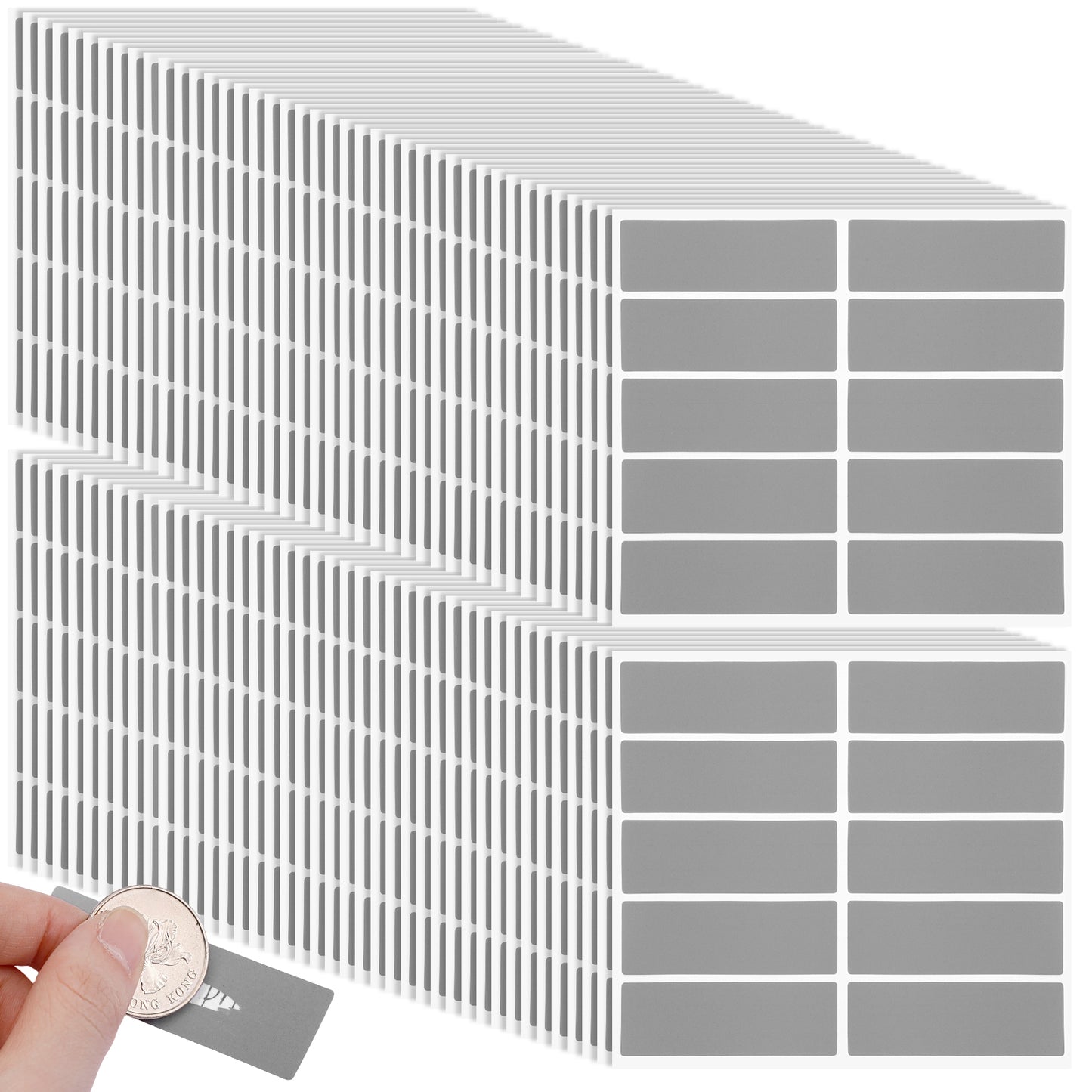 300 Pcs Silver Scratch Off Stickers - Rectangle Scratch Stickers, Self-Adhesive for Gender Reveal, Lottery, Reward Programs, Wedding Games, Fundraisers, Promotions, DIY Raffle Card