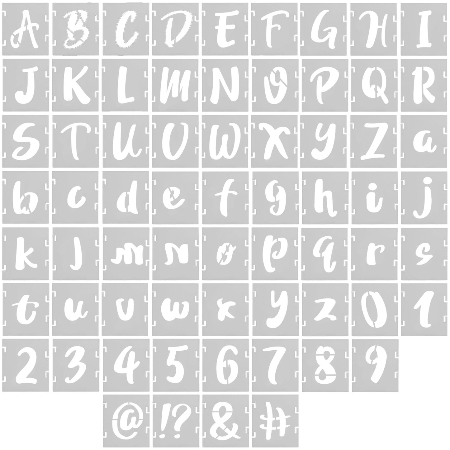 Mabor 66 Pcs 1 Inch Letter Stencils for Painting, Reusable Plastic Alphabet Interlocking Drawing Template Kit for Painting on Wood, Wall, Chalkboard, Fabric, Door Porch