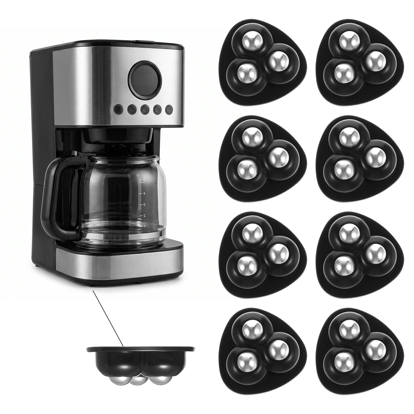8Pcs Self Adhesive Caster Wheels Small Appliance Rollers Appliance Casters for Kitchen Appliances Coffee Maker Countertop Storage Box