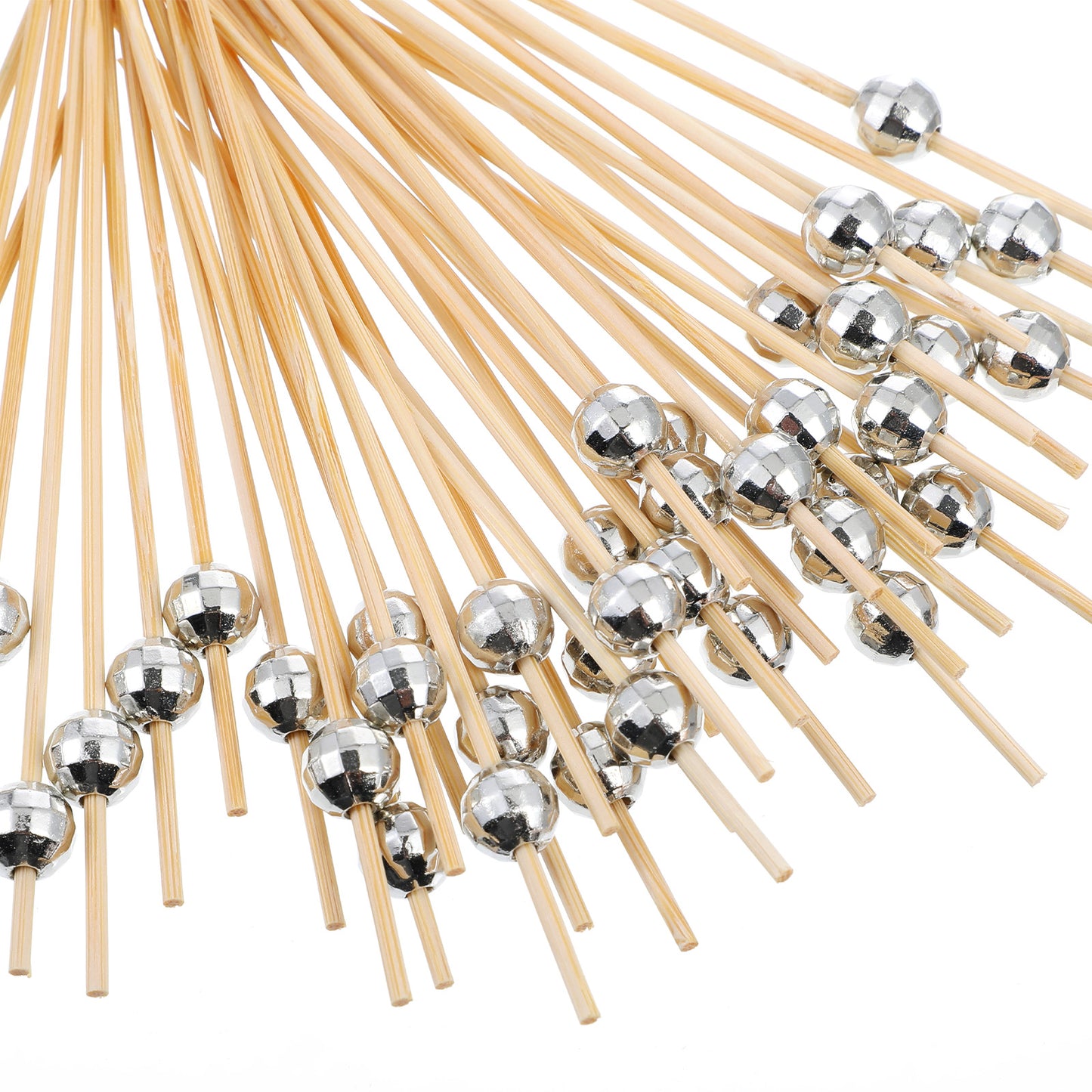 100 Pcs Disco Ball Toothpicks Fancy Bamboo Cocktail Picks 4.72 Inch Long Silver Mirror Ball Wooden Toothpicks for Appetizers Drinks Food 70s DiscoTheme Party Decorations Supplies
