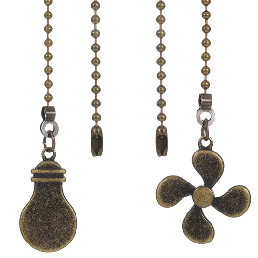Ymapinc 2pcs Ceiling Fan Pull Chain Ornaments, 13inch Bronze Fan Cord Decorative Ceiling Fan Extension Ceiling Light with Pull Chain, Light Bulb Extender