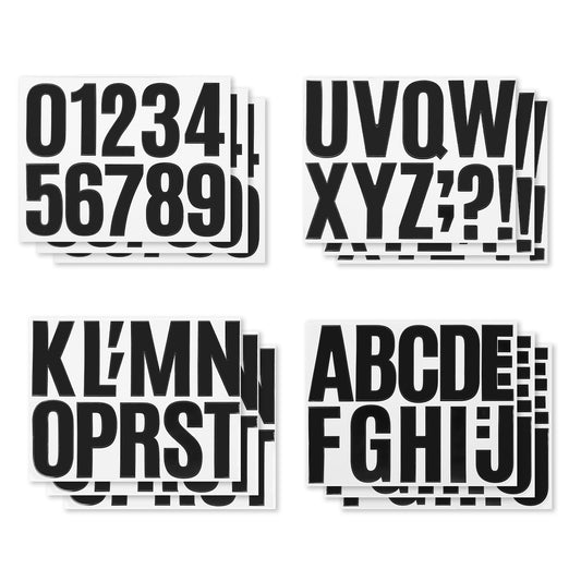 184 PCS 12 Sheets 4" Black Letters for Bulletin Board, Large Alphabet Number Bulletin Board Letters Sticker, Waterproof Self-Adhesive Vinyl Stick on Letter Stickers for Poster Mailbox Classrooms Decor