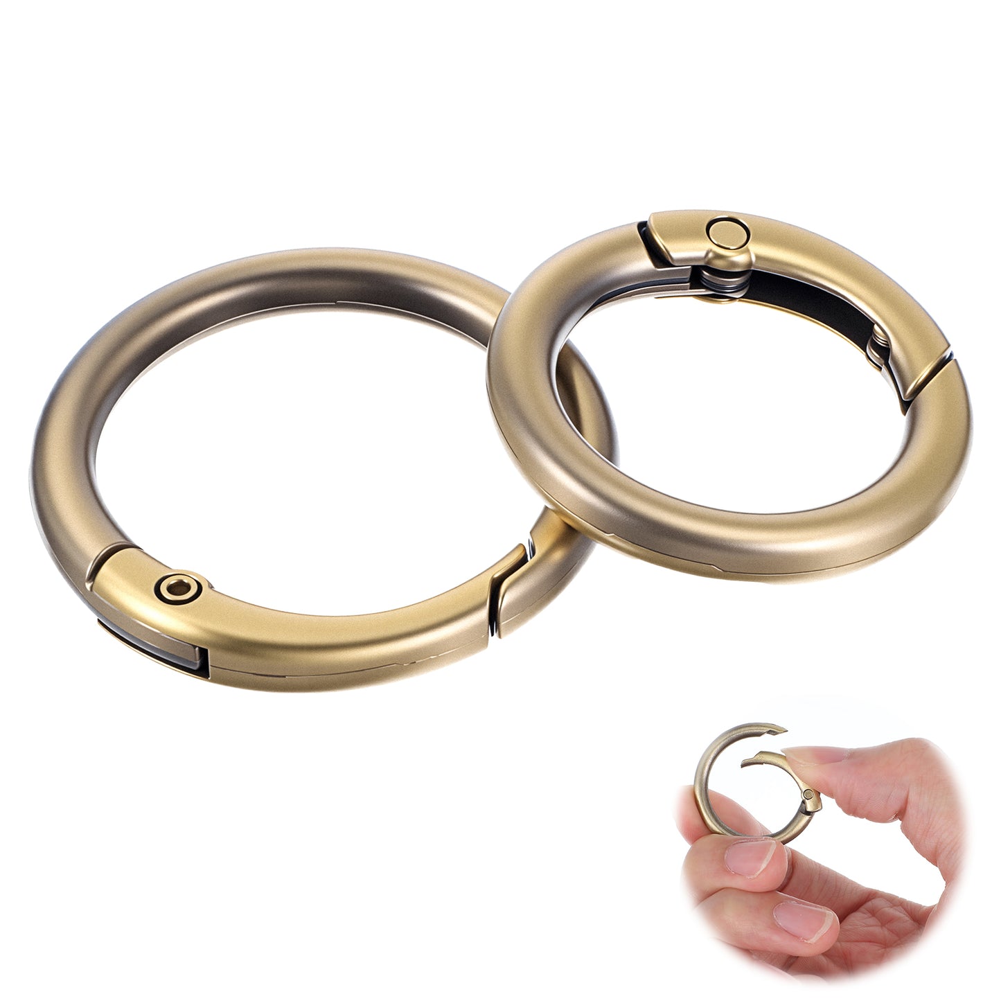 20 Pcs O Ring Carabiner 2 Sizes Round Carabiner Clip Metal Keychain Ring Flat Trigger Round Snap Clips Key Rings for Keyrings Buckle Bags Purses Bronze Wome Handicraft Lovers Gifts Zinc Alloy