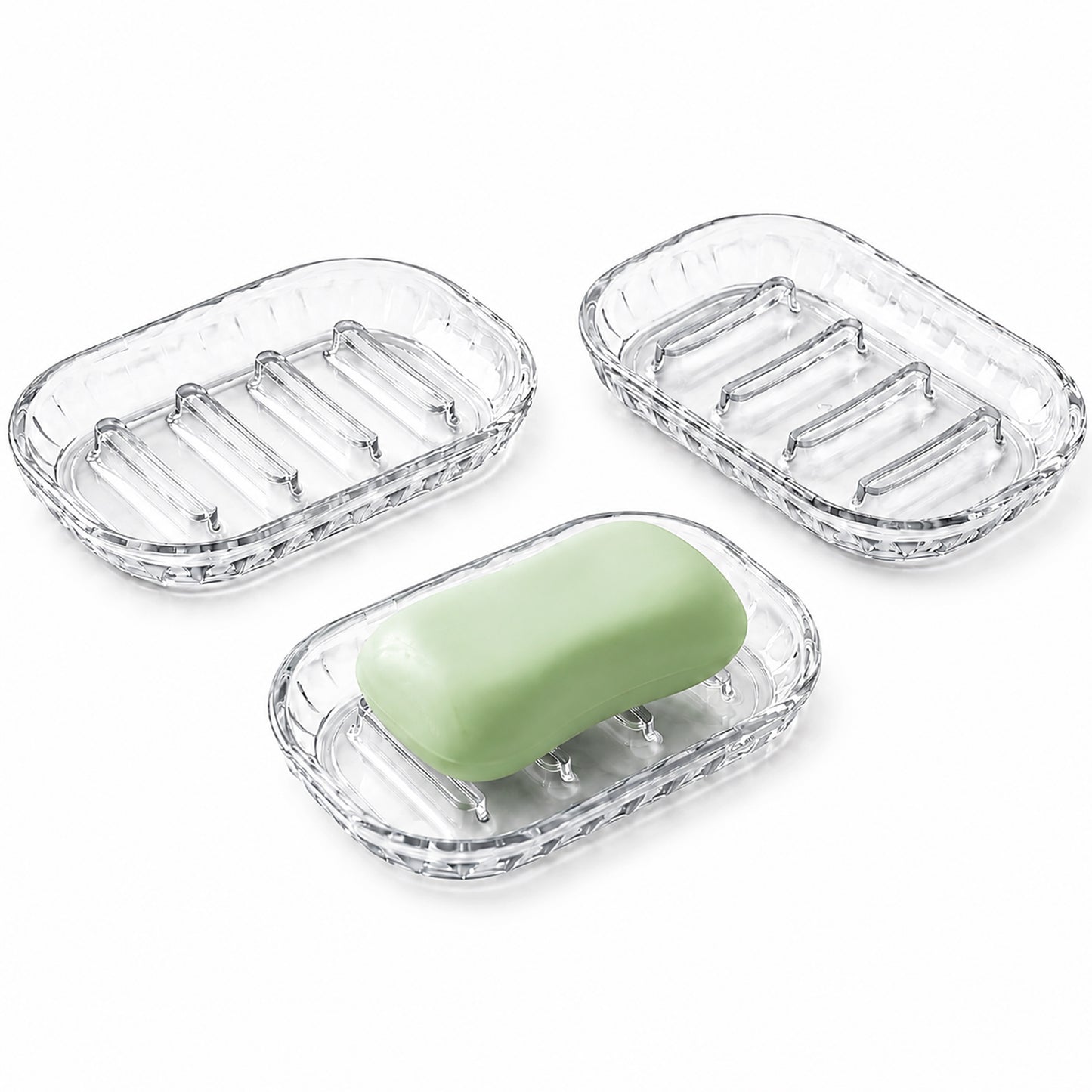 Quvvarly 2Pcs Plastic Soap Dish for Shower Clear Portable Soap Box Non-Slip