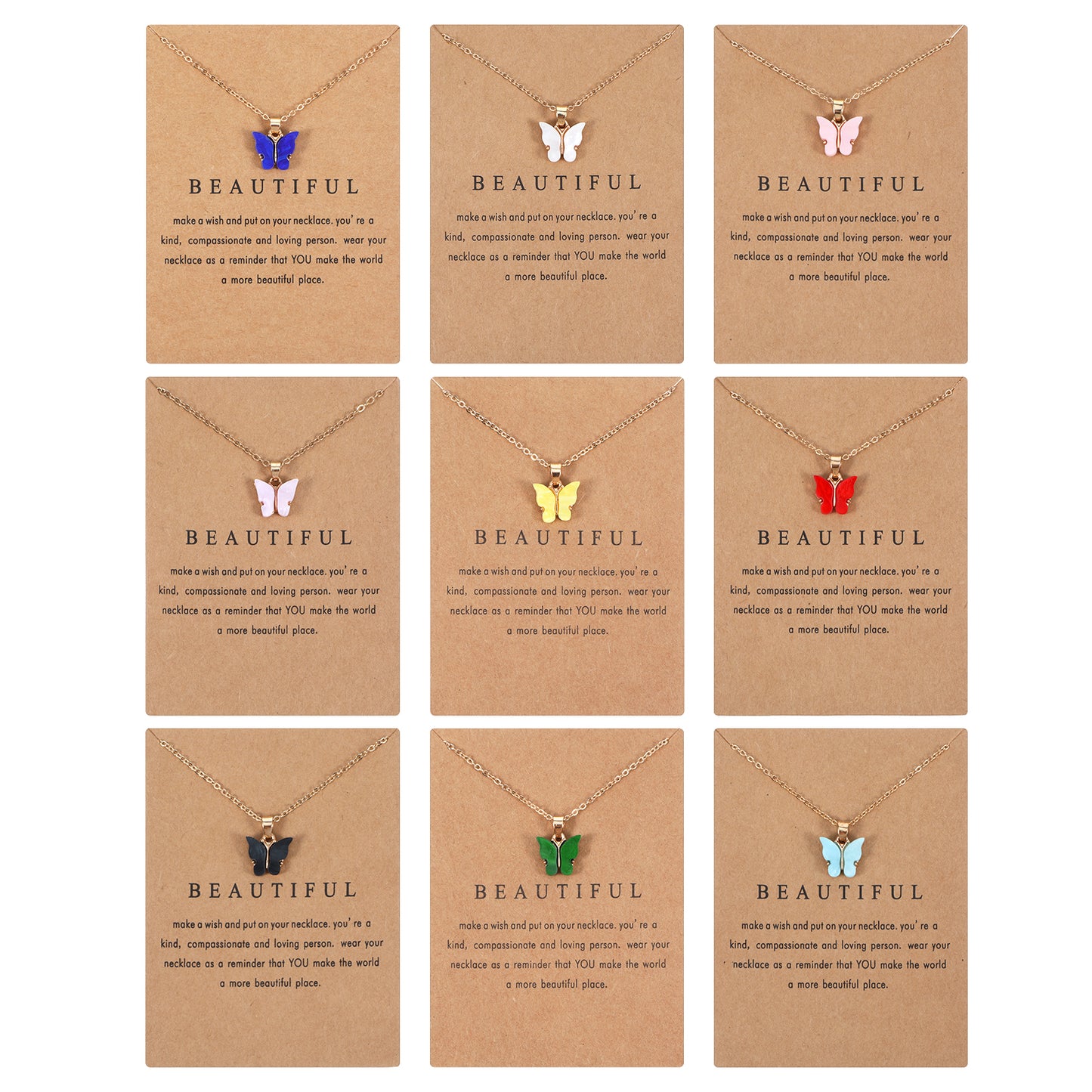 RAHHLIZS 9pcs Butterfly Necklaces For Women