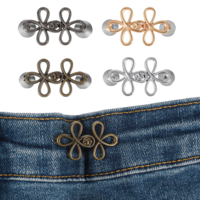 4 Sets Waist Tightener Clips, Ymapinc Four-Leaf Clover Jeans Adjuster Buttons, No Need to Sew Cincher Clip, Adjustable Trouser Clips for Women, Jean Waist Tightener Buttons