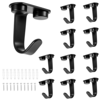 10 Pack Black Screw Mounted Ceiling Hooks, 1.37 inch/3.47 cm Heavy Duty Under-Shelf Coat Hook, Stainless Steel Towel/Robe Clothes Hanger Hooks for Bathroom Kitchen Cabinet Garage (Matte Black)